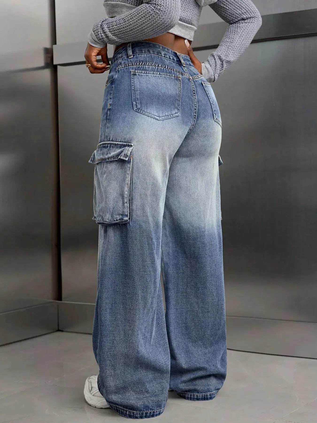 Vintage Wide Leg Cargo Jeans - Be Bliss Boutique