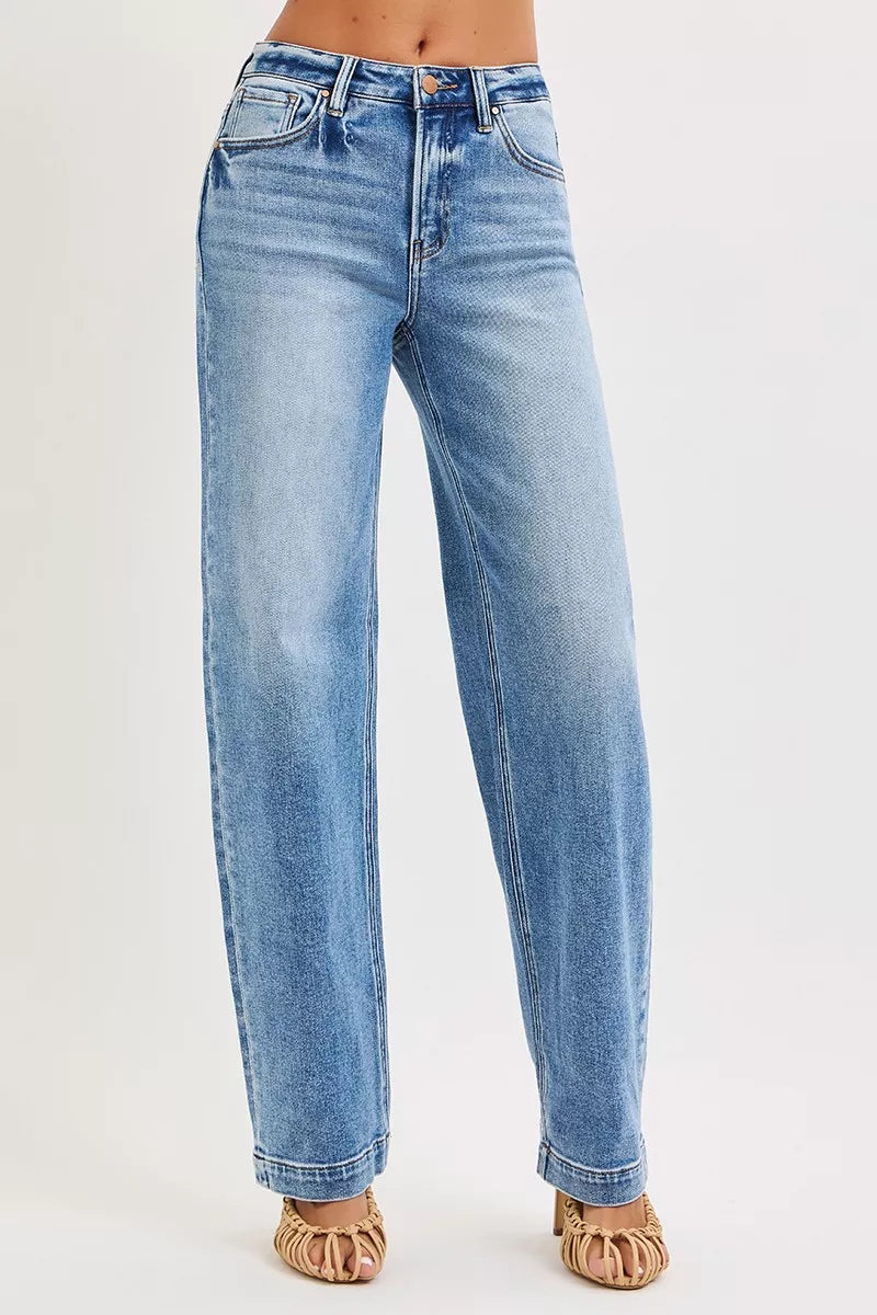 RISEN High Rise Wide Baggy Jeans - Be Bliss Boutique