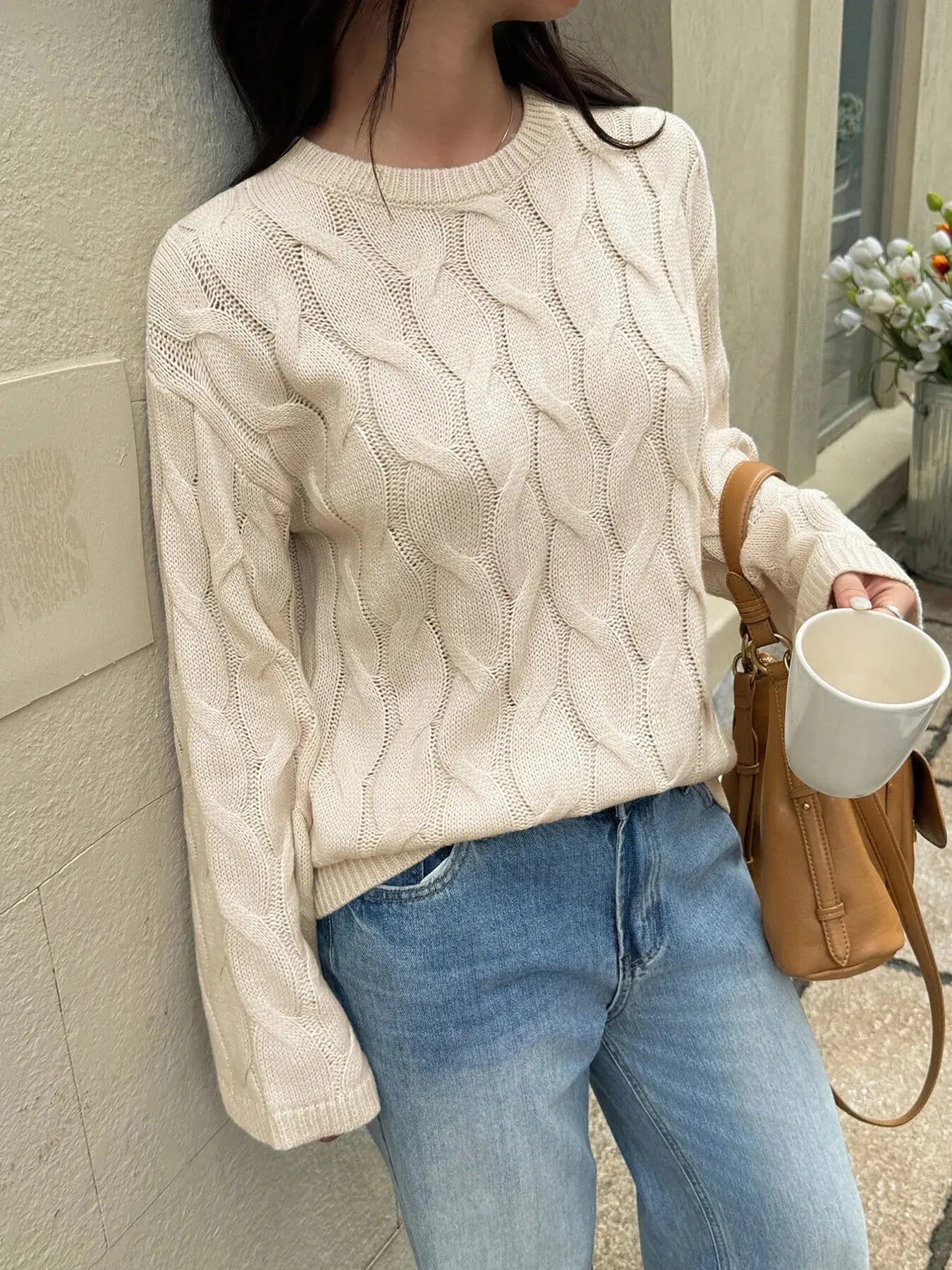 Long Sleeve Cable Knit Sweater - Be Bliss Boutique