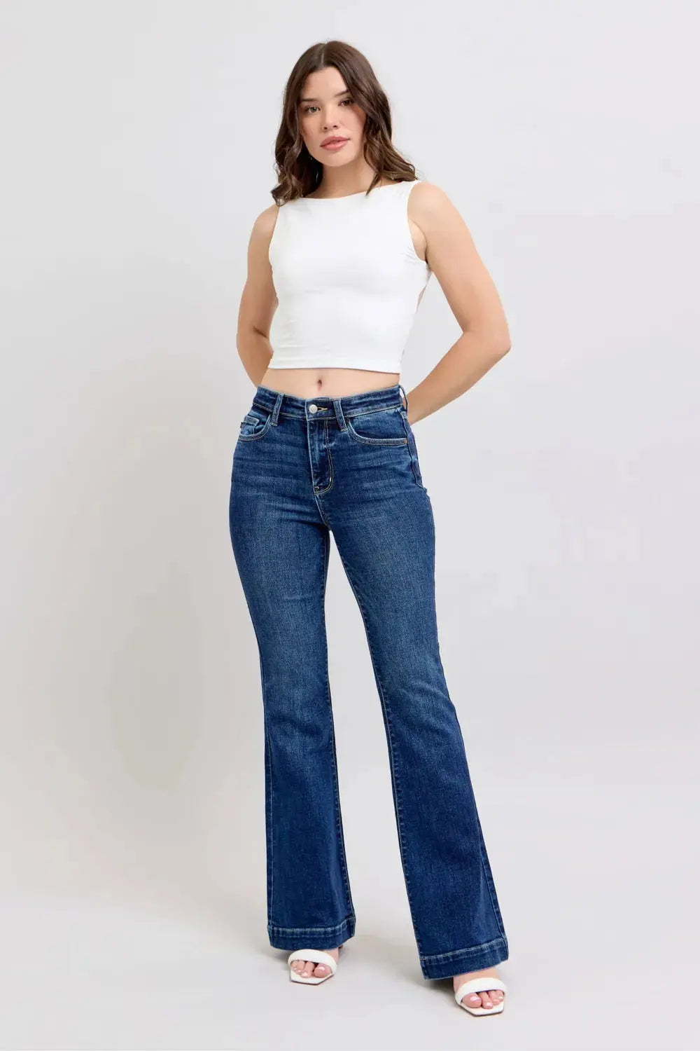 Full Size High Rise Flare Judy Blue Jeans with Pockets - Be Bliss Boutique