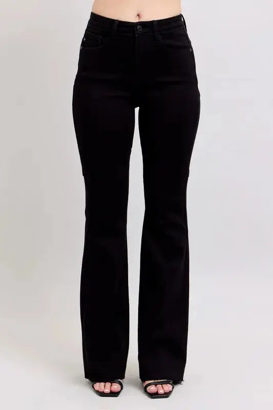 Plus Size High Waist Star Seam Detail Flare Leg Judy Blue Jeans - Be Bliss Boutique