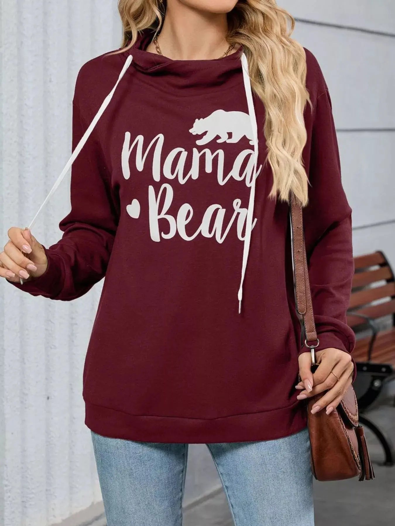 Mama Bear Drawstring Womens Long Sleeve Hoodie - Be Bliss Boutique