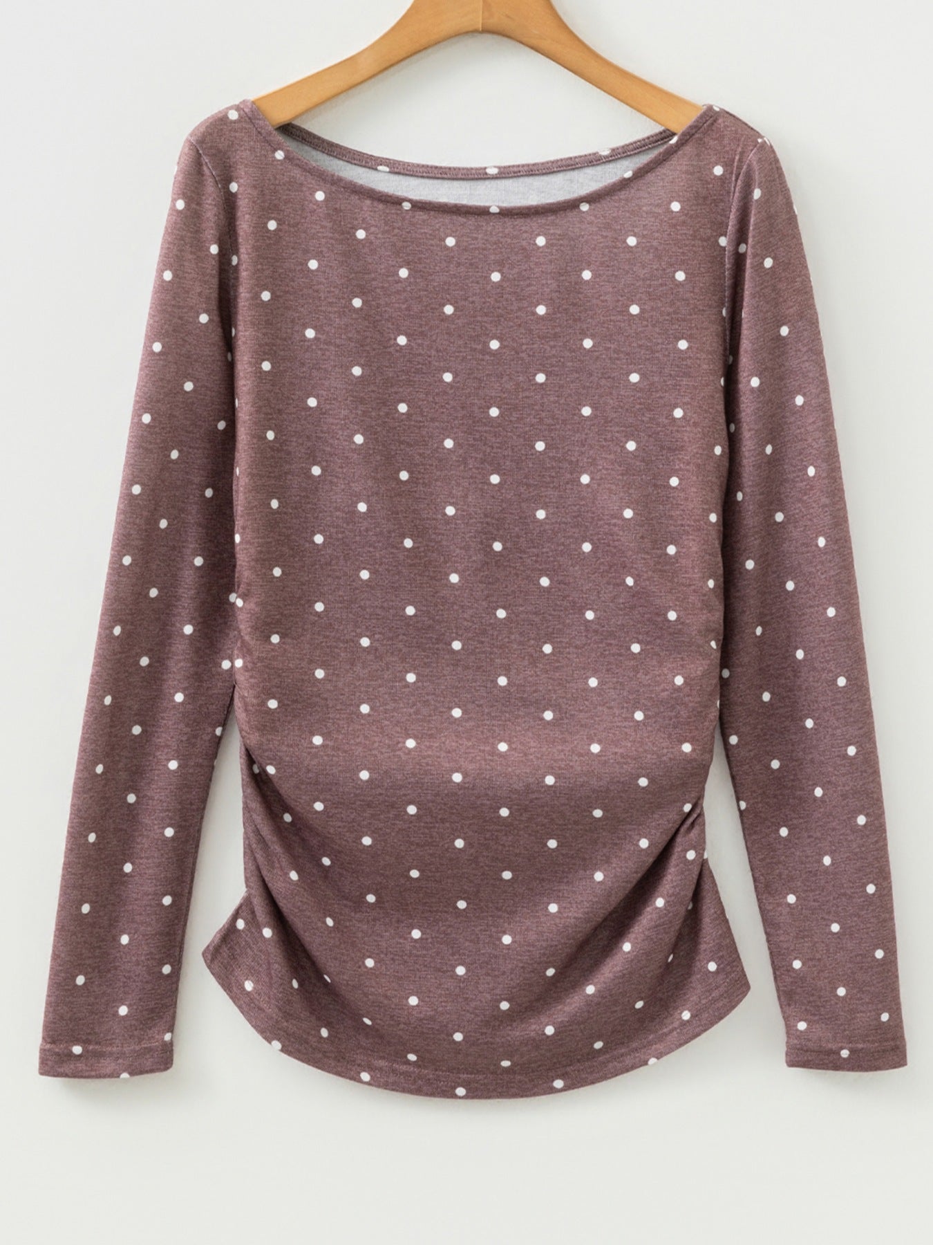 Polka Dot Boat Neck Knit Long Sleeve Shirt - Be Bliss Boutique