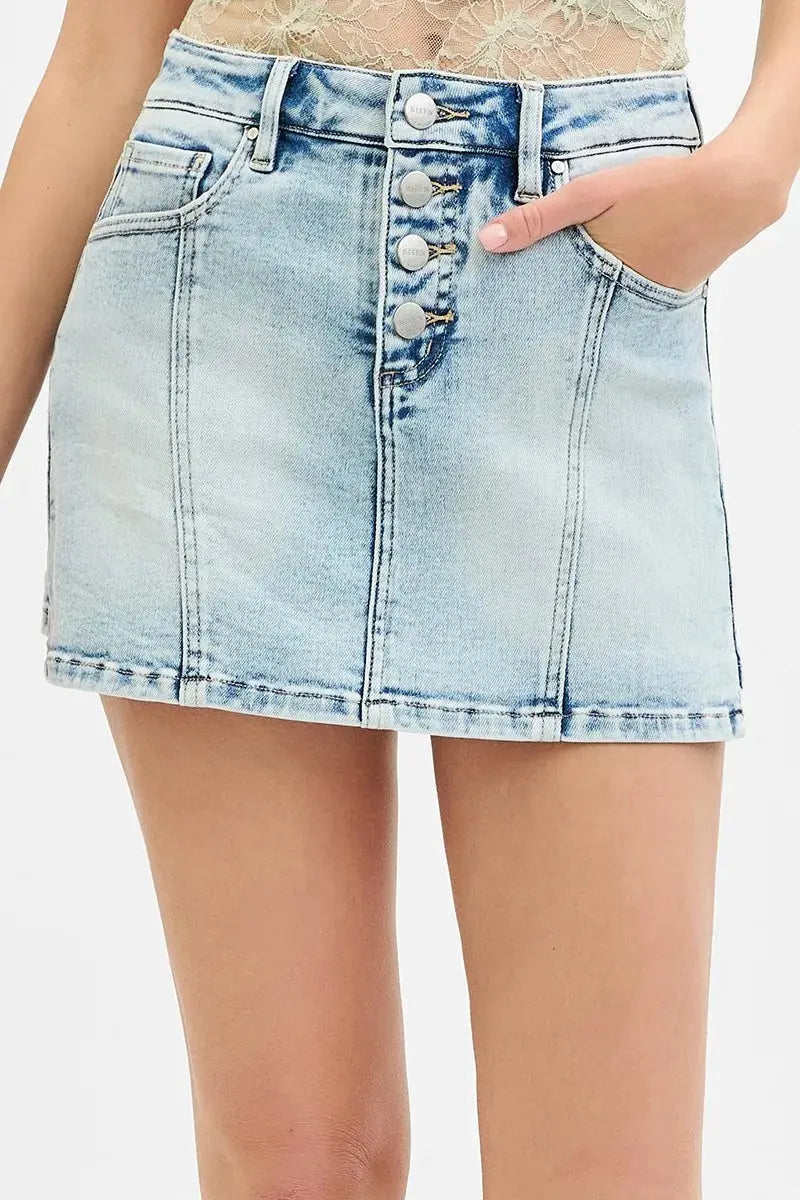 Full Size/Plus Size High Rise Button Down Skorts by RISEN Jeans - Be Bliss Boutique