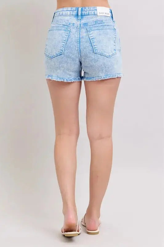 Judy Blue Jeans - Full Size Mid Rise Garment Dyed Denim Shorts - Be Bliss Boutique