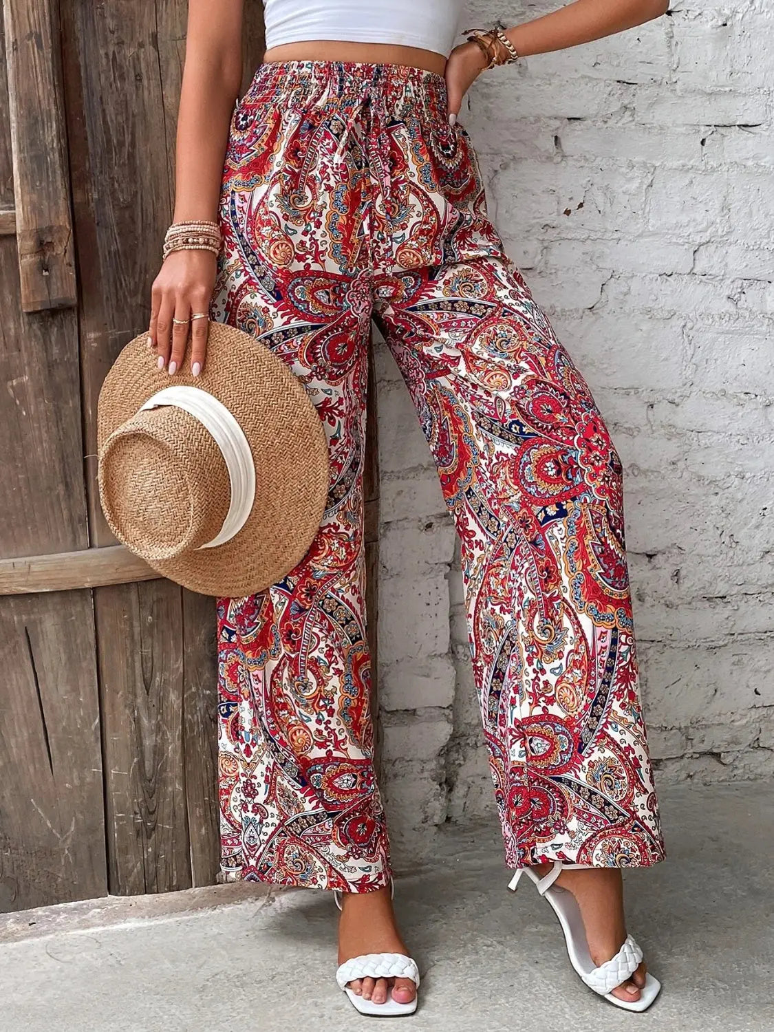Printed Wide Leg Pants - Be Bliss Boutique