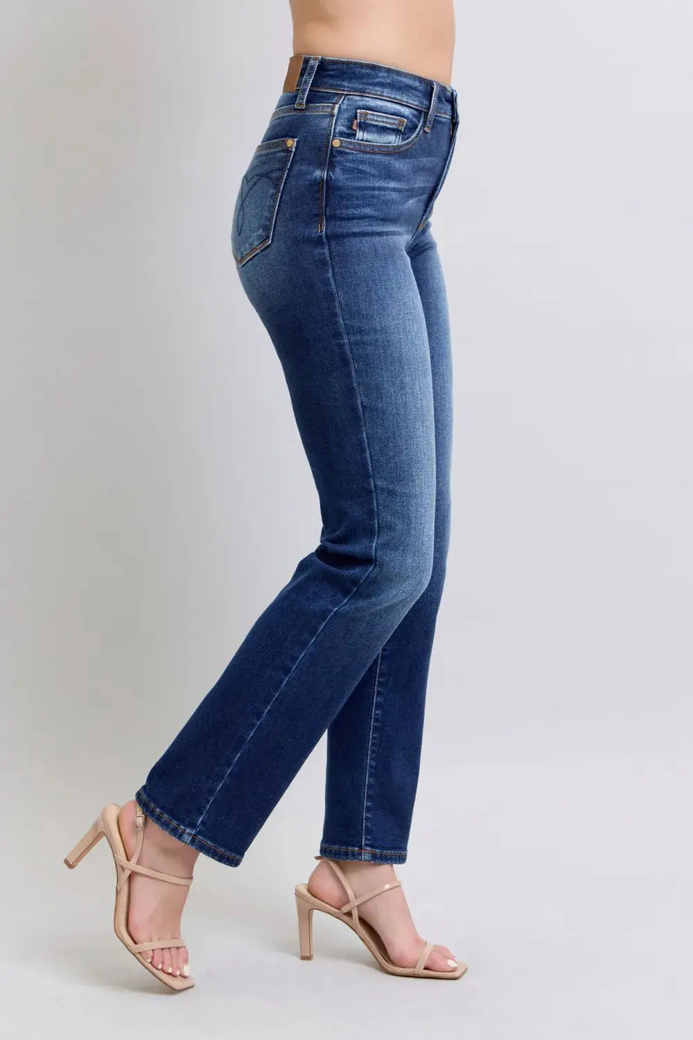Full Size Washed Straight Leg Judy Blue Jeans with Pockets - Be Bliss Boutique
