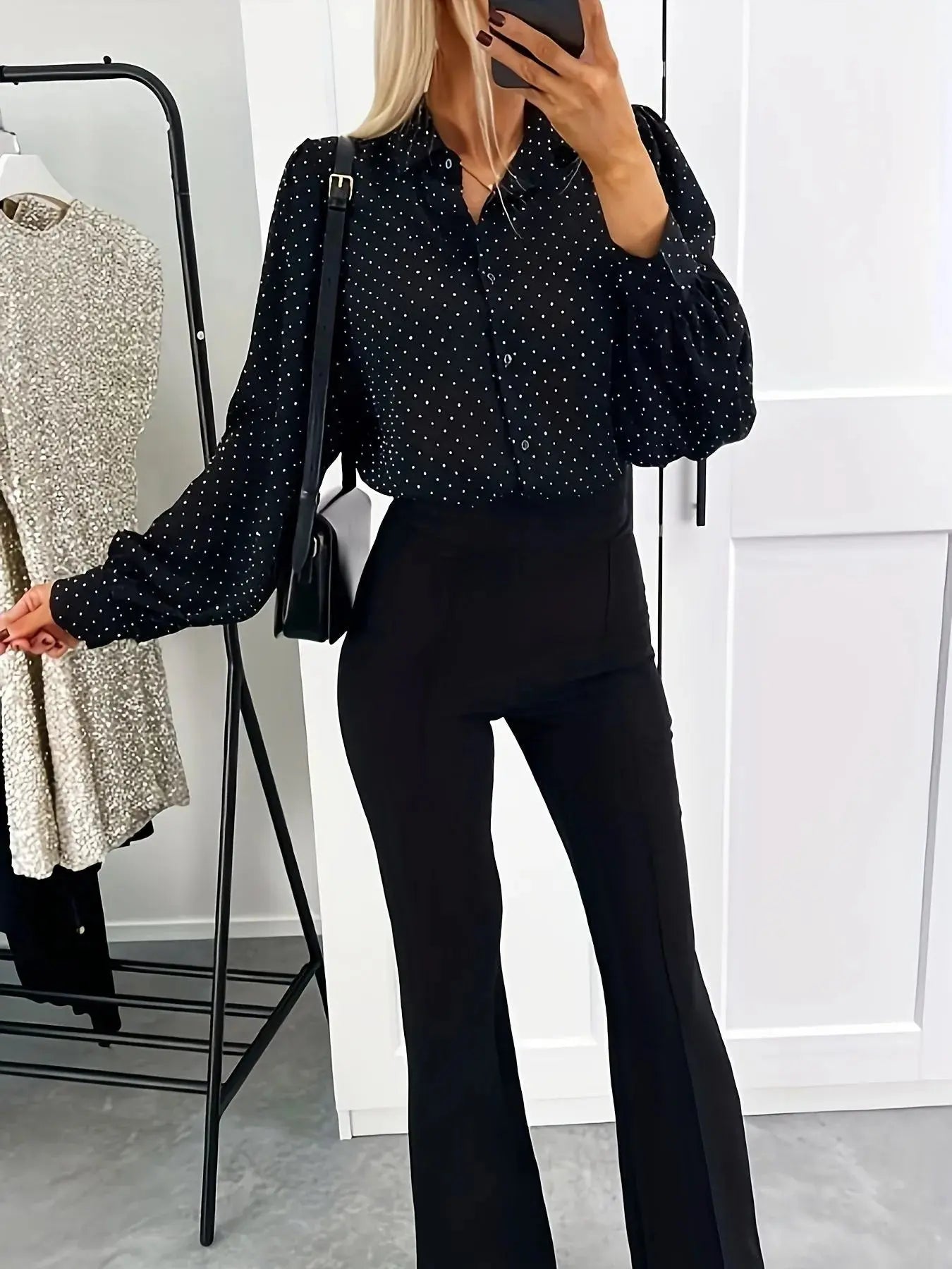 Polka Dot Oversized Button Up Shirt - Be Bliss Boutique