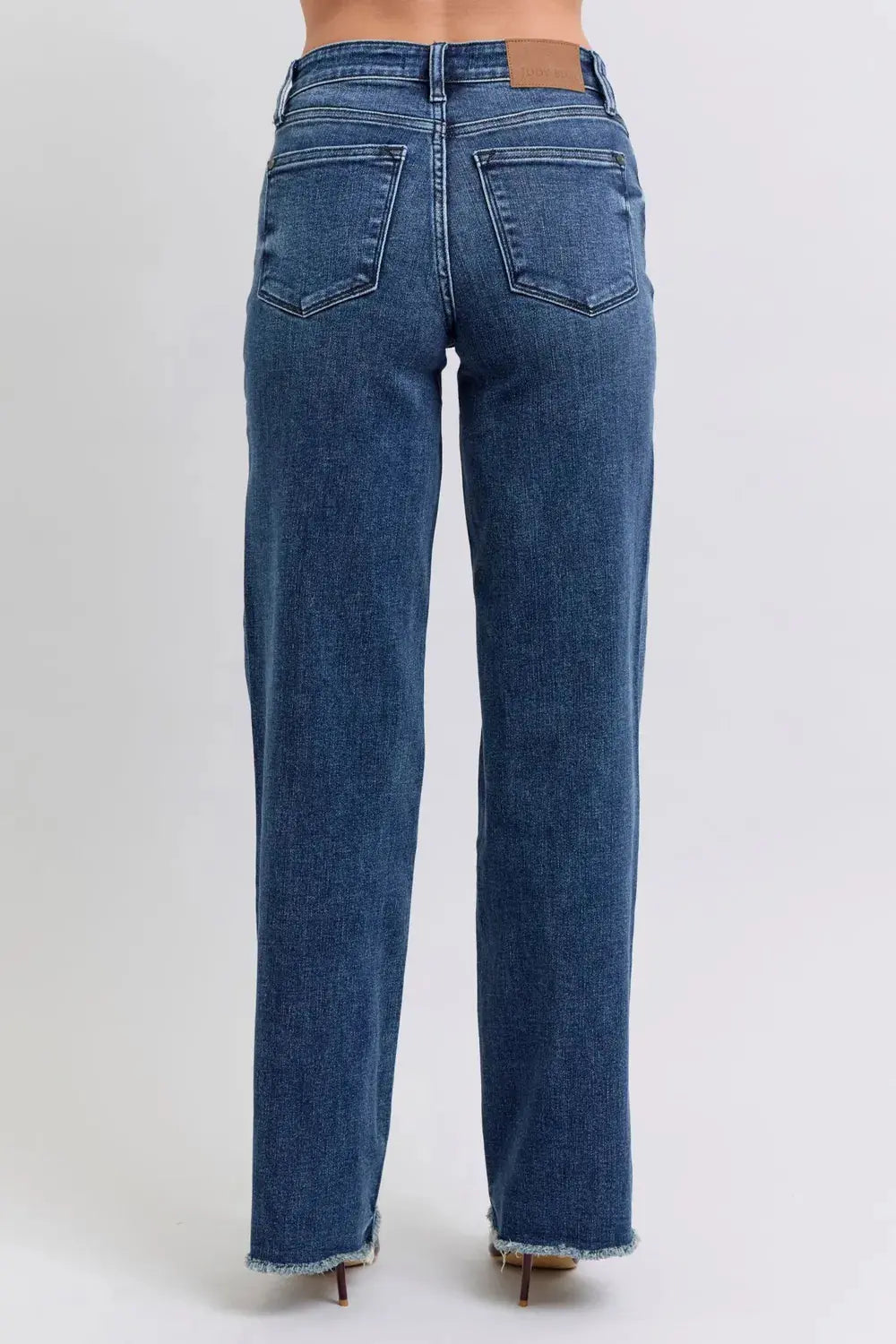 Full Size/Plus Size Raw Hem Mid Rise Judy Blue Jeans - Be Bliss Boutique