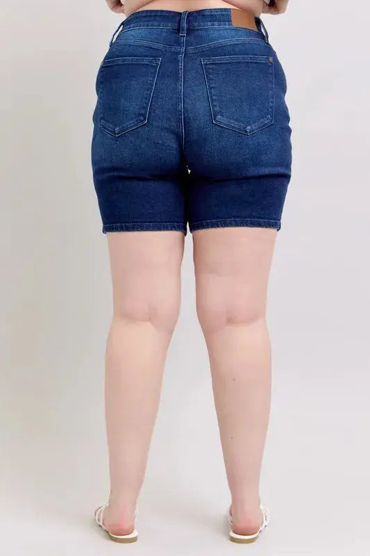 Judy Blue Full Size/Plus Size High Waist V-Front Bermuda Shorts - Be Bliss Boutique