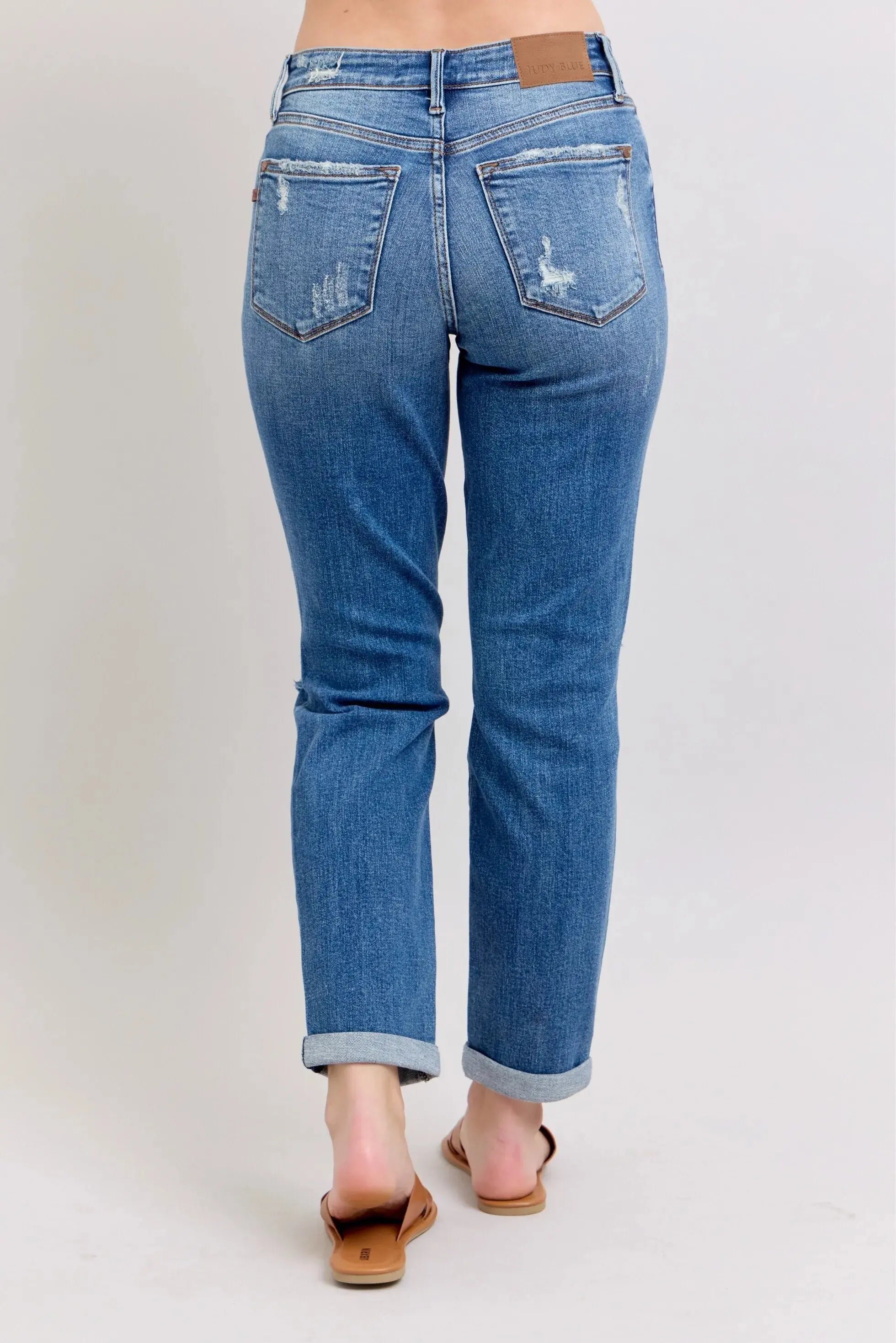 Full Size Mr Vintage Wash Boyfriend Fit w/ Destroy Judy Blue Jeans - Be Bliss Boutique