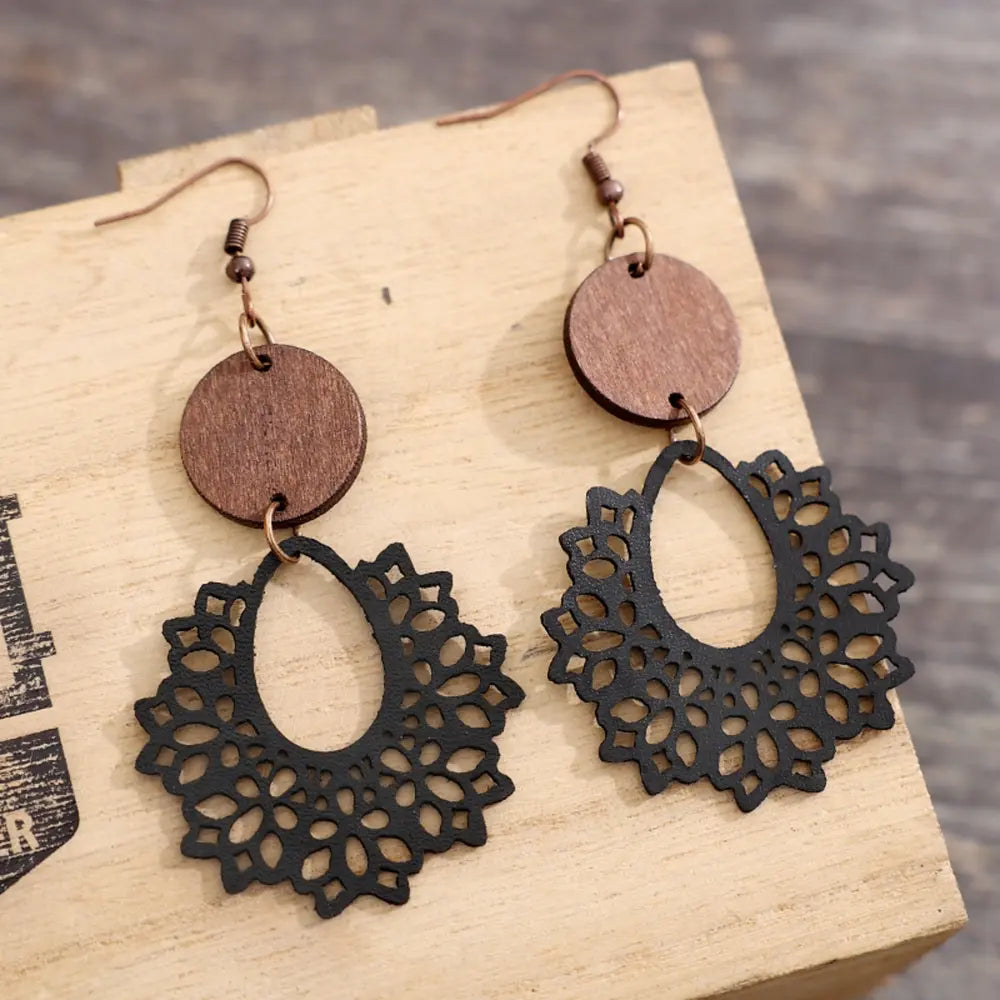 Boho Mandala Geometric Cutout Dangle Earrings - Be Bliss Boutique