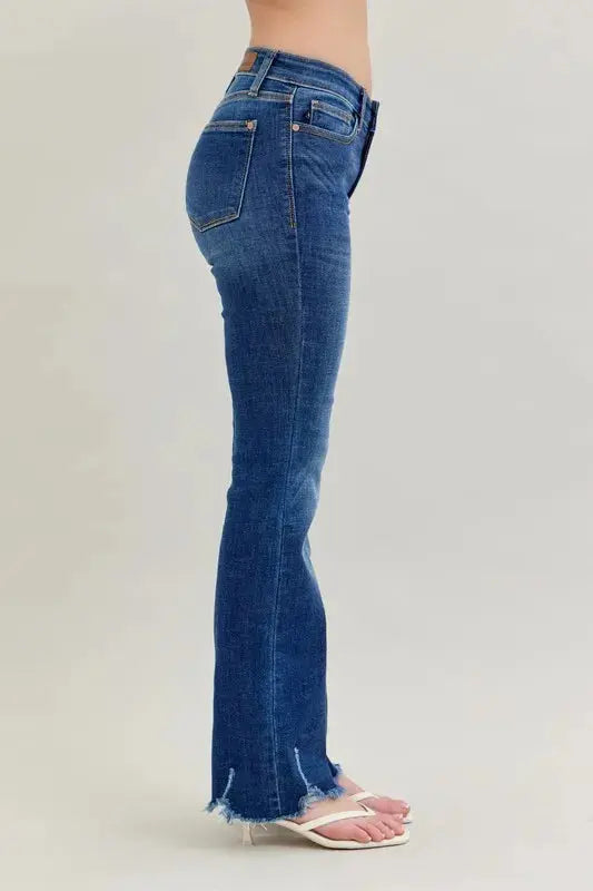 Full Size Mid-rise Non-distressed Hem Bootcut Judy Blue Jeans - Be Bliss Boutique
