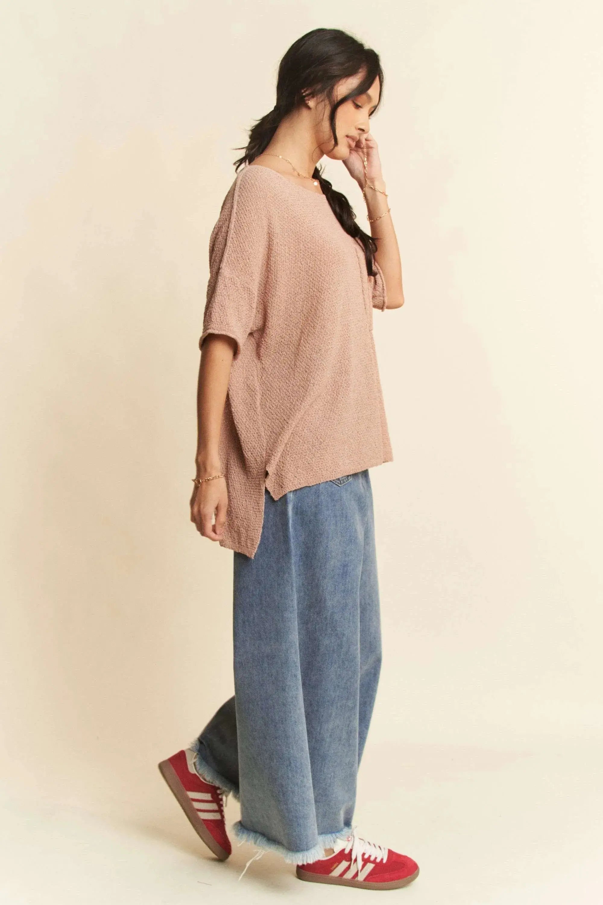 Davi & Dani Raw-Hem Patch-Pocket Wide Leg Culotte Jeans - Be Bliss Boutique