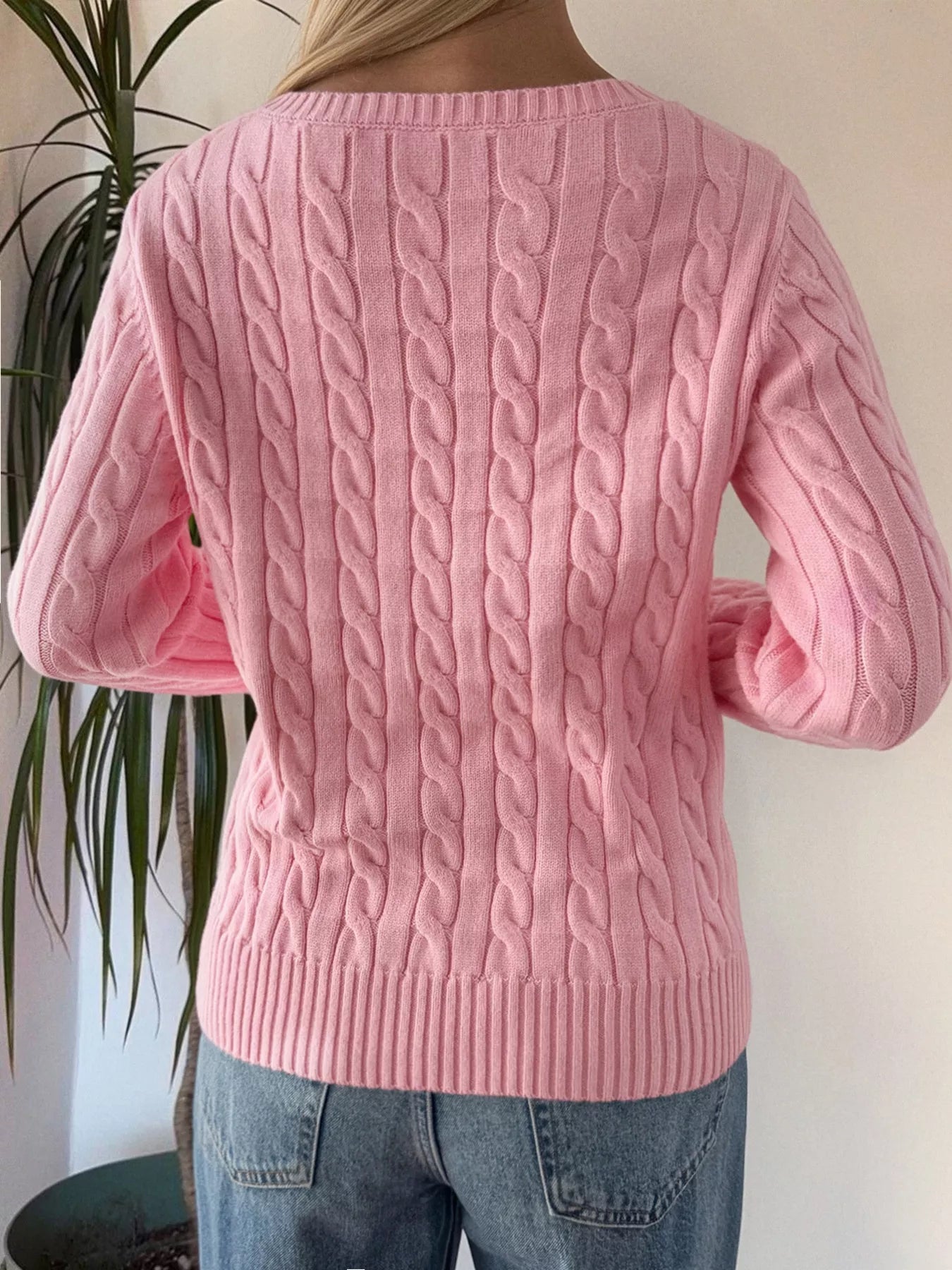 Cable Knit V Neck Sweater - Be Bliss Boutique