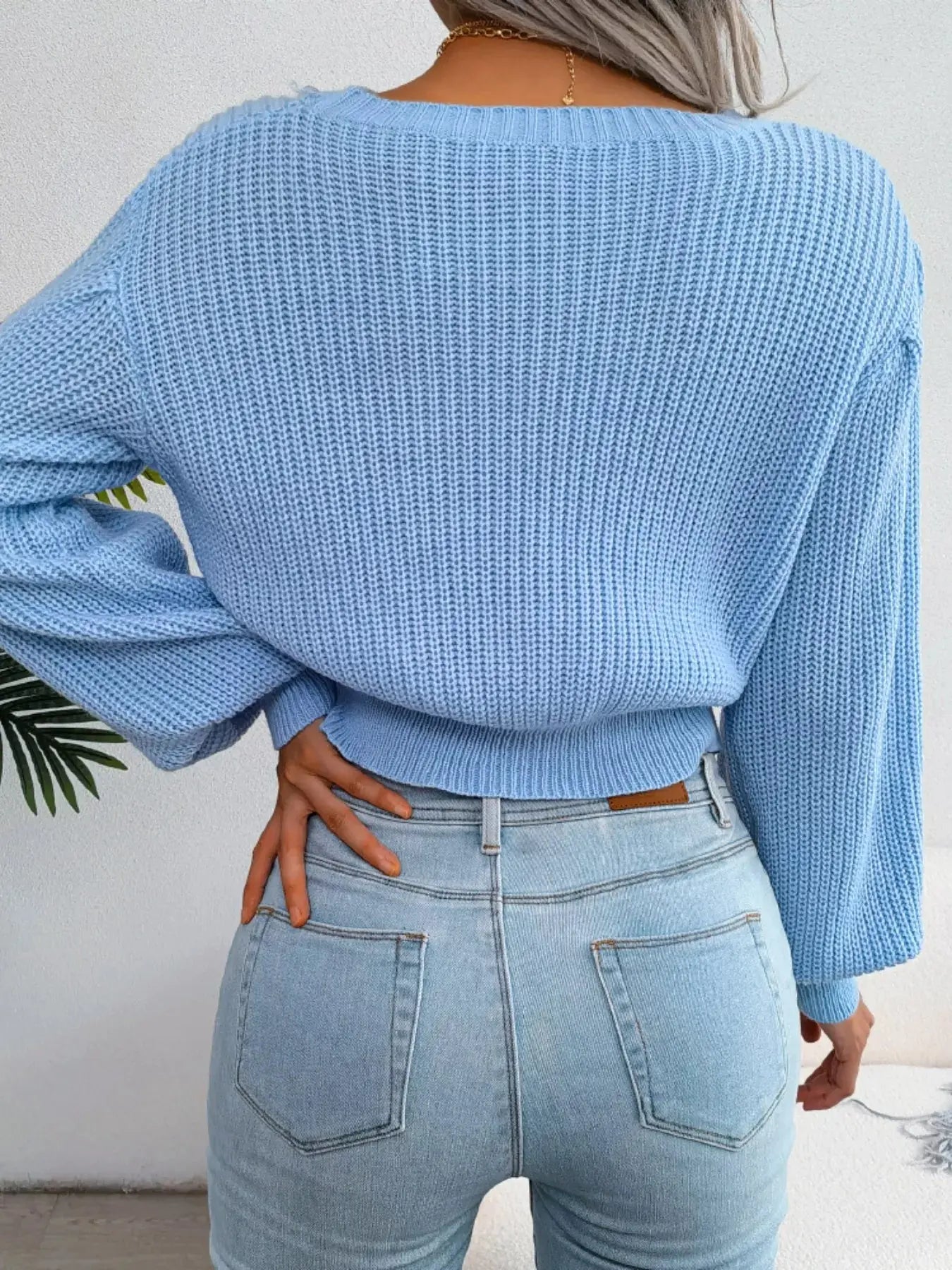 Cable Knit Crew Neck Cropped Sweater - Be Bliss Boutique