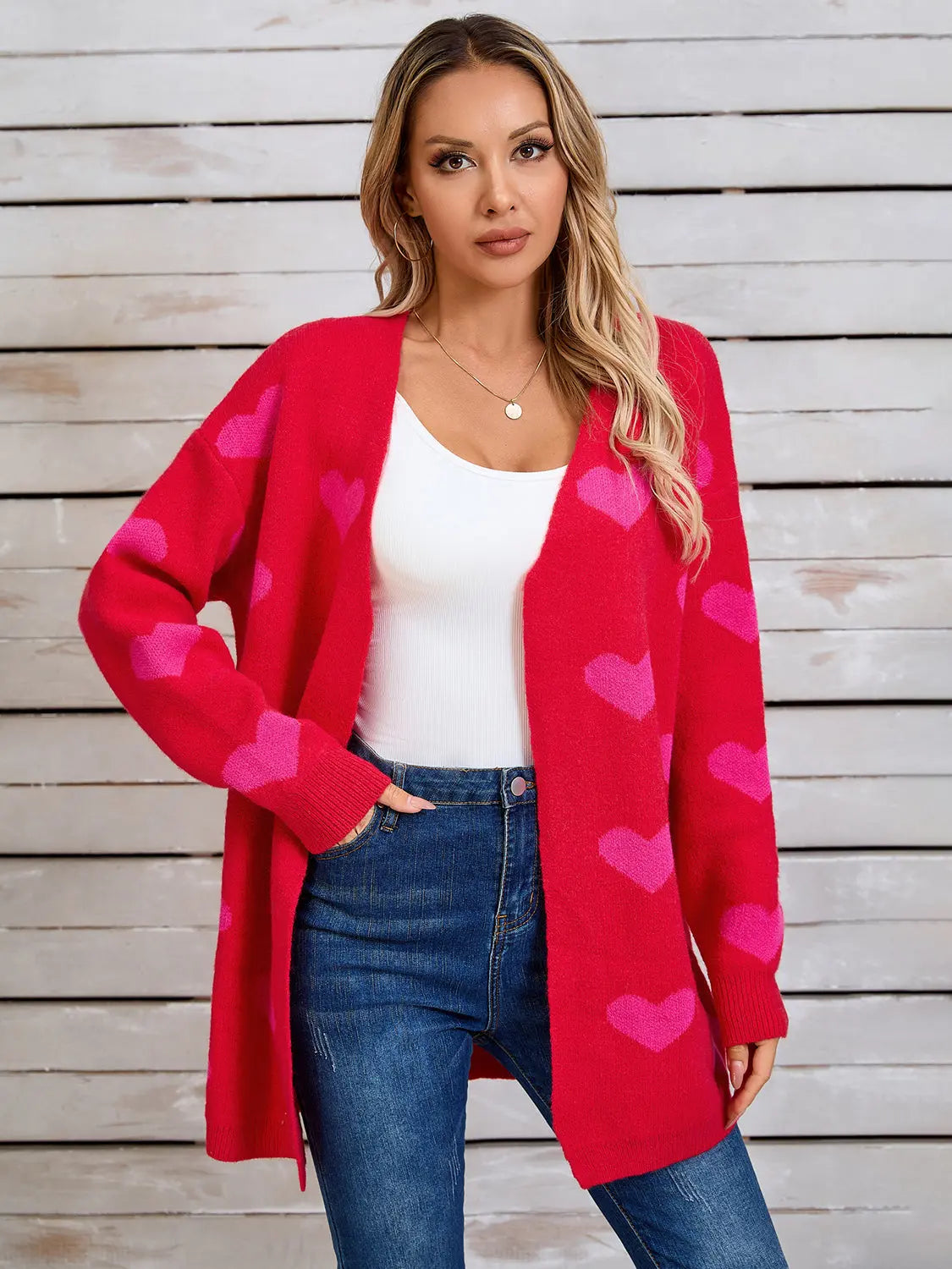 Angel Wings Heart Open Front Long Sleeve Cardigan - Be Bliss Boutique