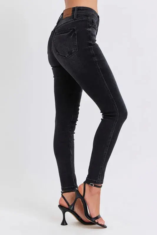 Full Size/Plus Size Mid Rise Tummy Control Skinny Judy Blue Jeans - Be Bliss Boutique