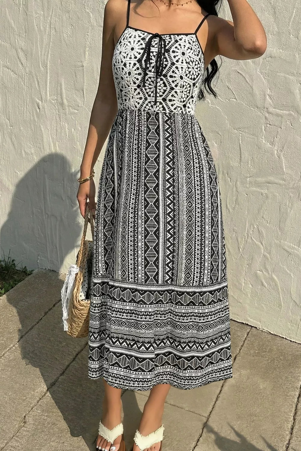 Tie-Front Square Neck Cami Dress - Be Bliss Boutique