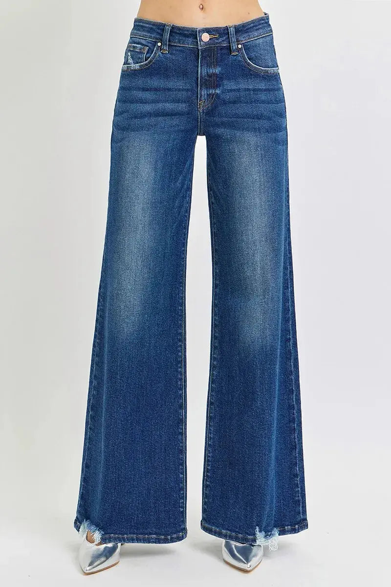 Mid Rise Wide Leg Denim RISEN Jeans in Full & Plus Sizes - Be Bliss Boutique