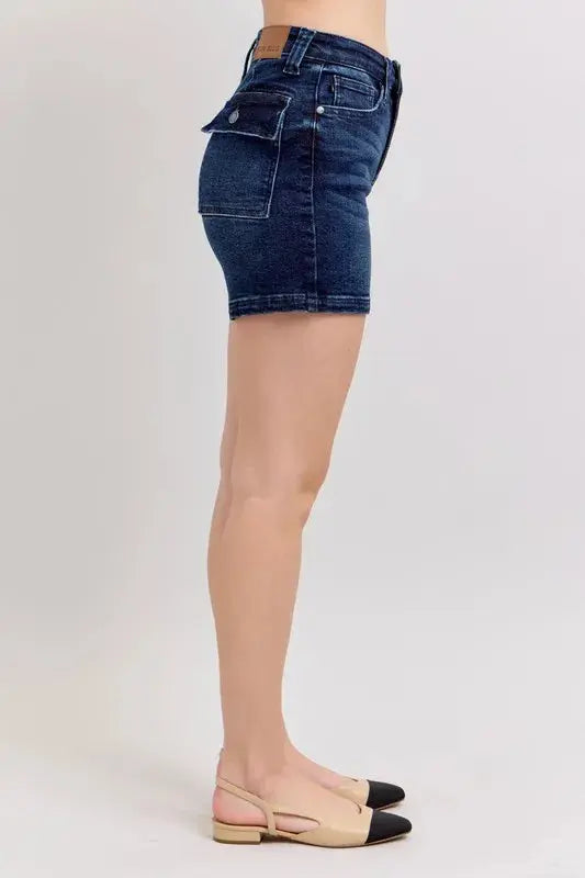 Judy Blue Jeans - Plus Size High Waist Back Flap Pocket Denim Shorts - Be Bliss Boutique