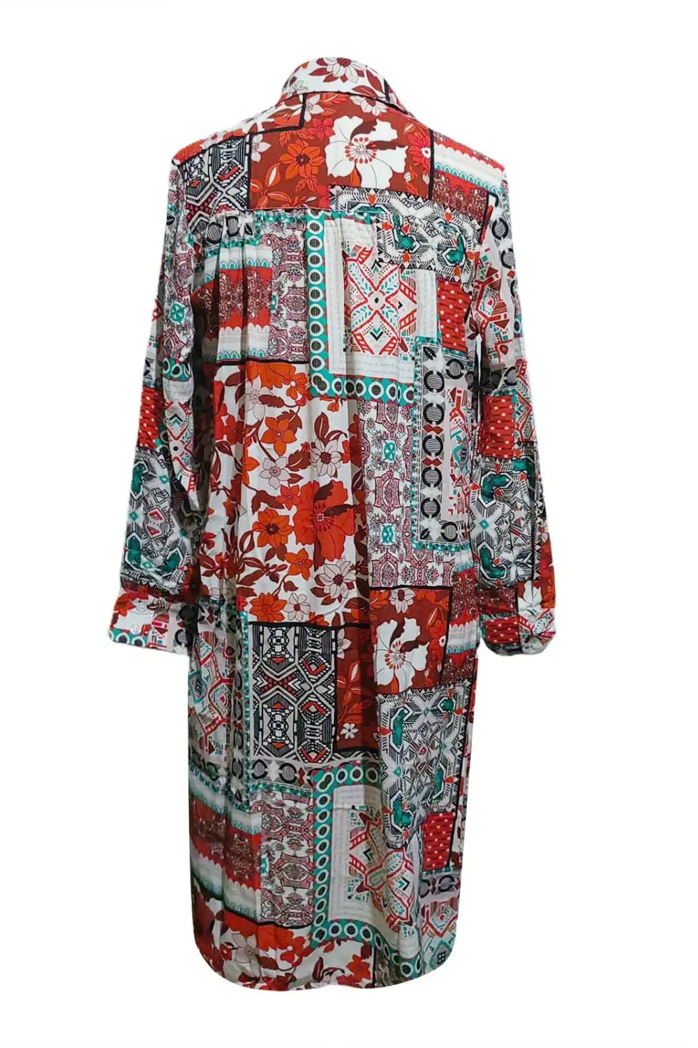 Printed Button Up Long Sleeve Cardigan - Be Bliss Boutique