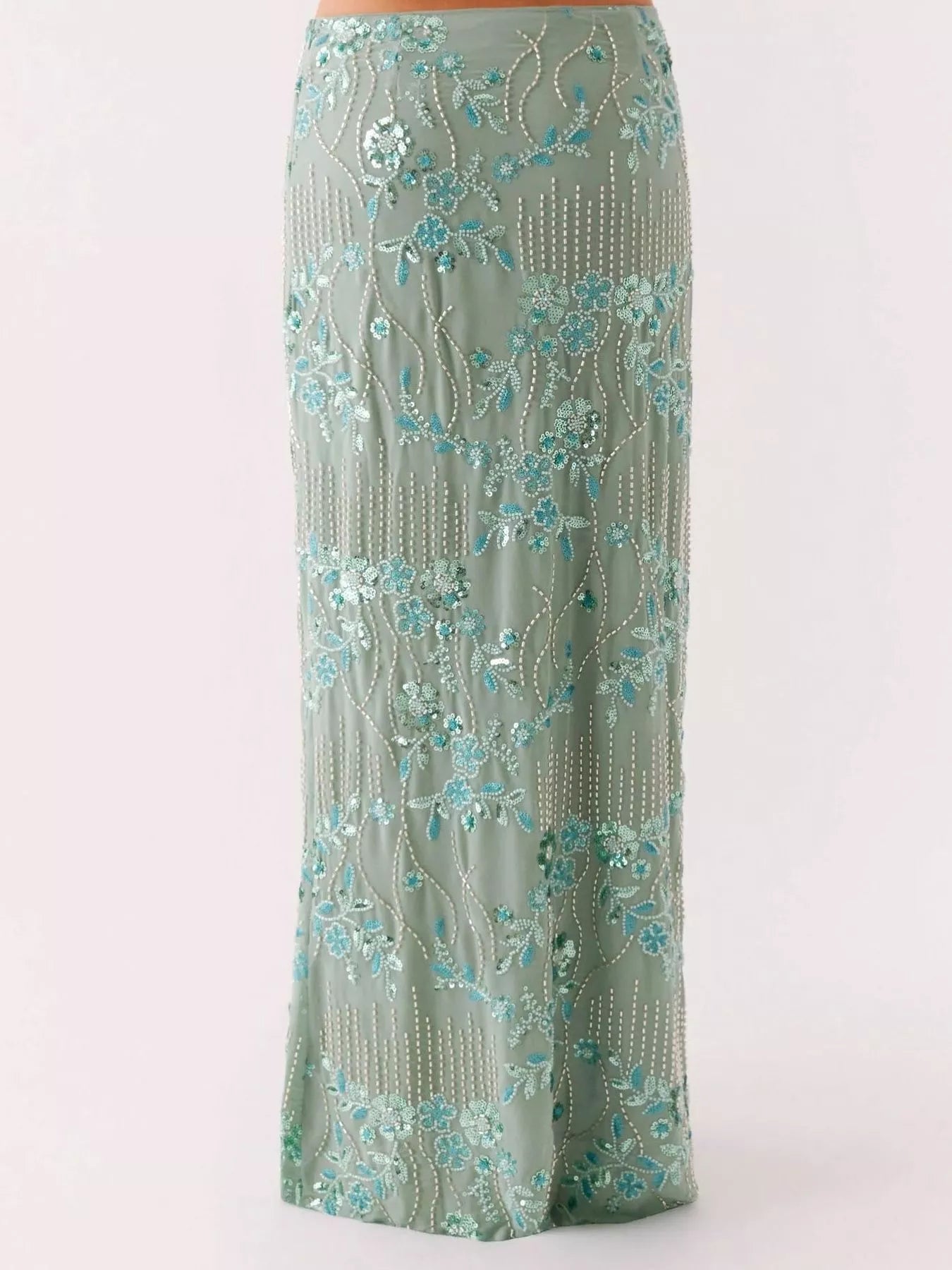 Embroidered Sequin Maxi Skirt -  Be Bliss Boutique