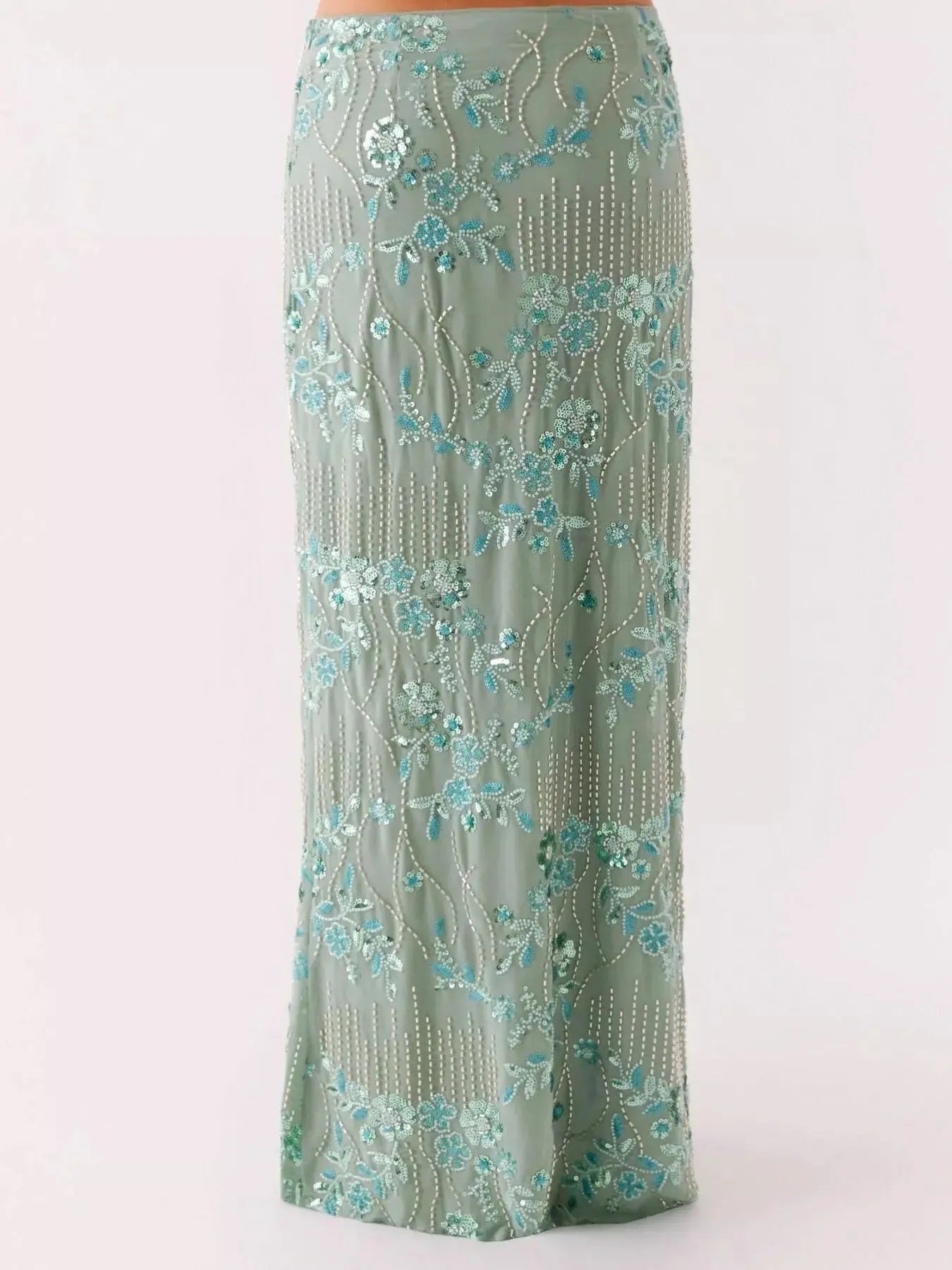 Embroidered Sequin Maxi Skirt - Be Bliss Boutique