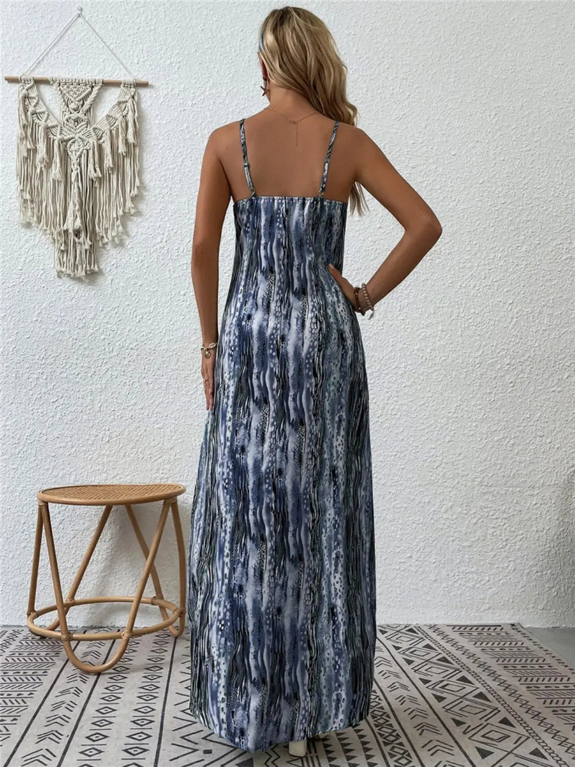 Full Size Printed Scoop Neck Maxi Cami Dress - Be Bliss Boutique