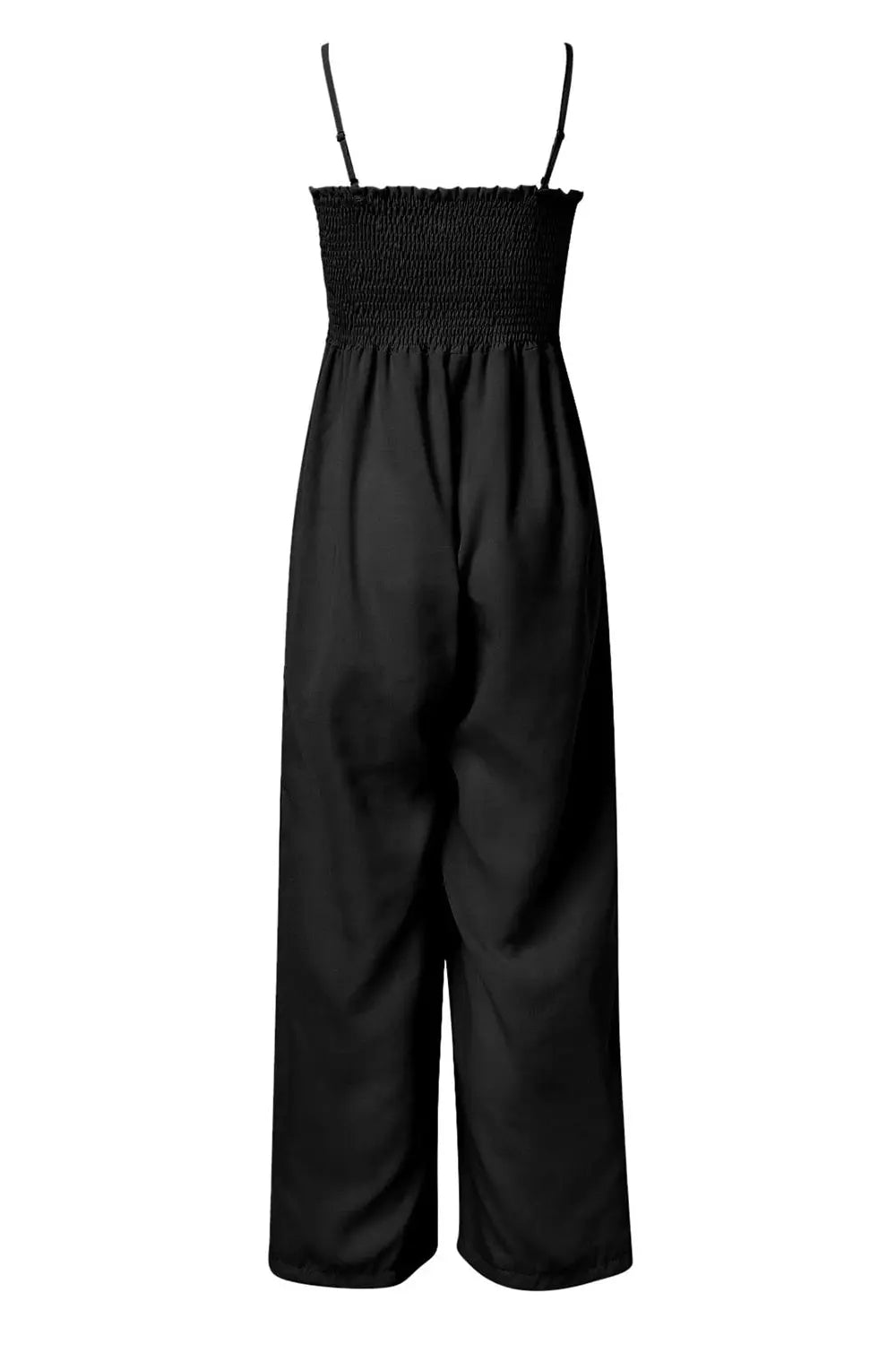 Smocked Spaghetti Strap Wide Leg Jumpsuit - Be Bliss Boutique