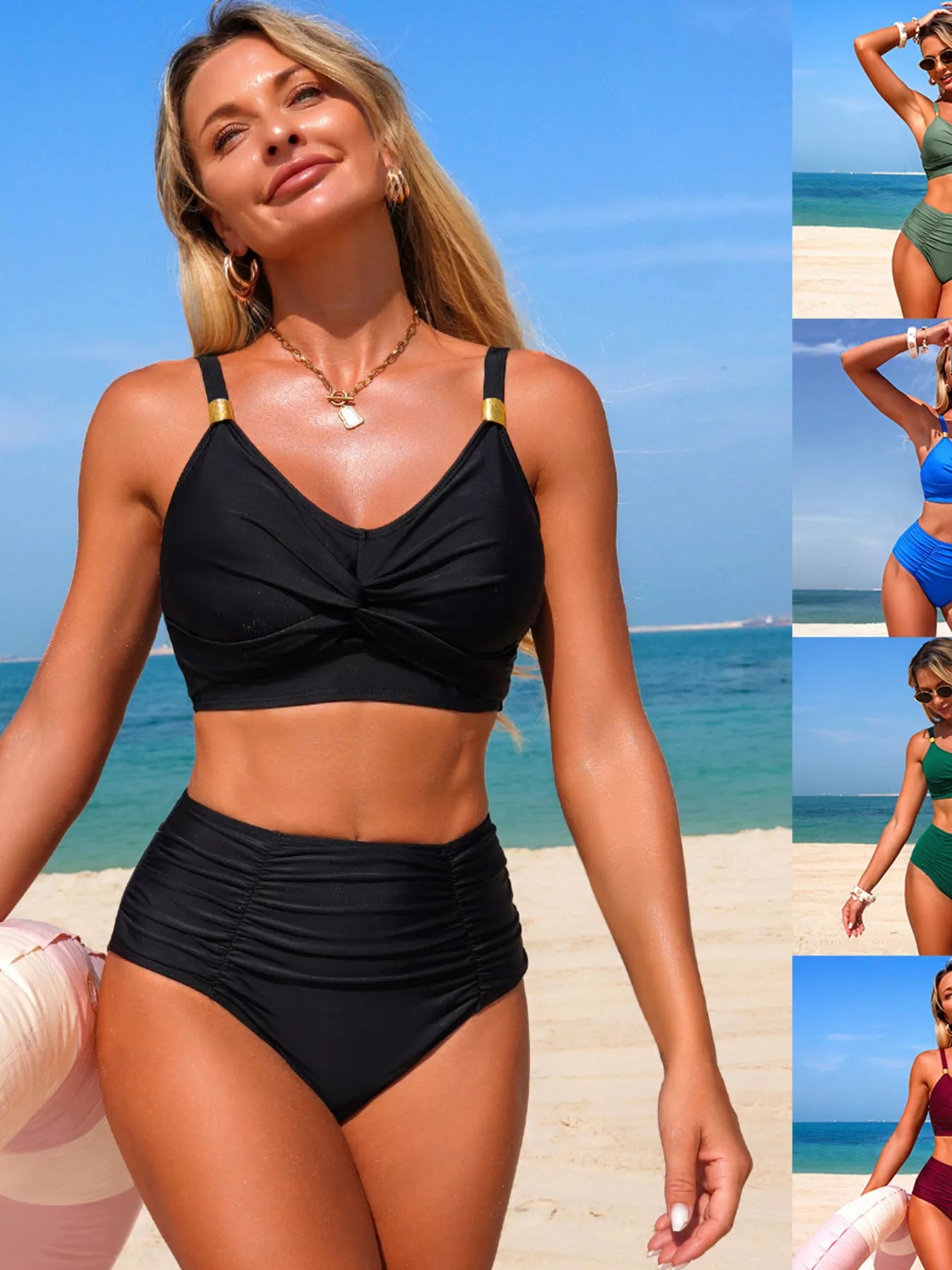 Twisted Front High Waisted Bikini Set - Be Bliss Boutique