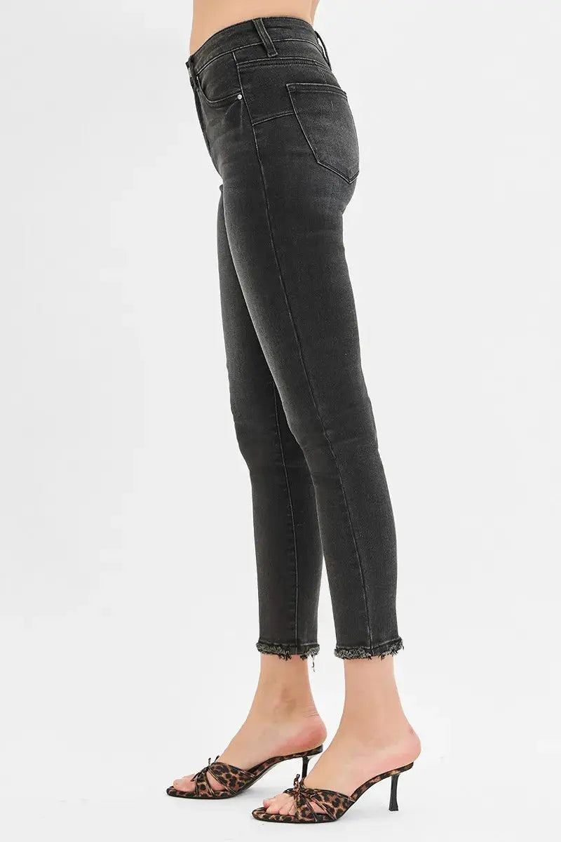RISEN Jeans - Full Size Tummy Control Mid Rise Crop Skinny Jeans - Be Bliss Boutique