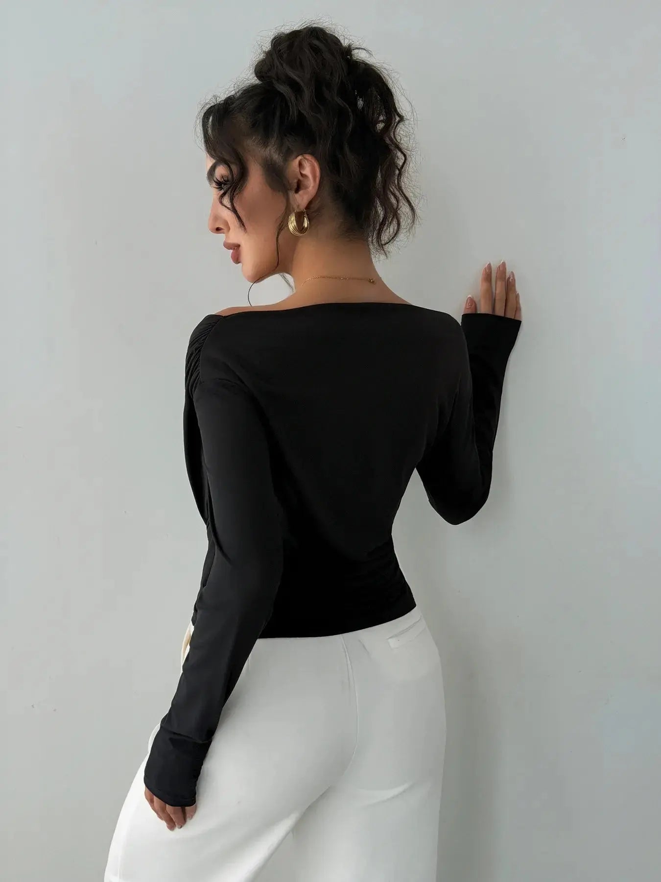 Long Sleeve Asymmetrical Blouse - Be Bliss Boutique