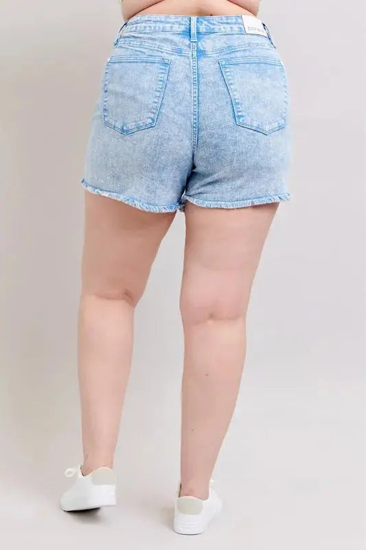 Judy Blue Jeans - Full Size Mid Rise Garment Dyed Denim Shorts - Be Bliss Boutique