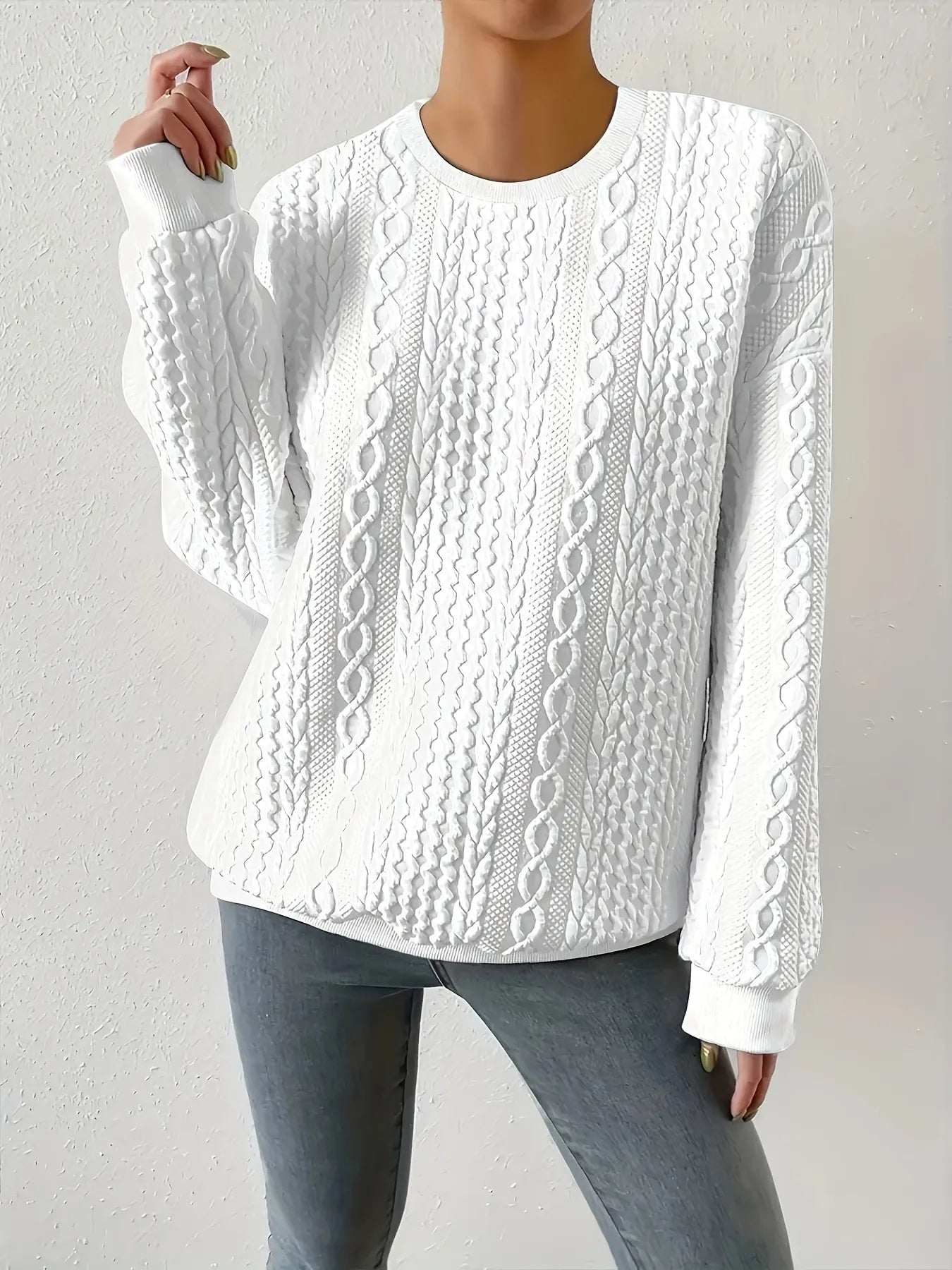Round Neck Long Sleeve Sweatshirt - Be Bliss Boutique