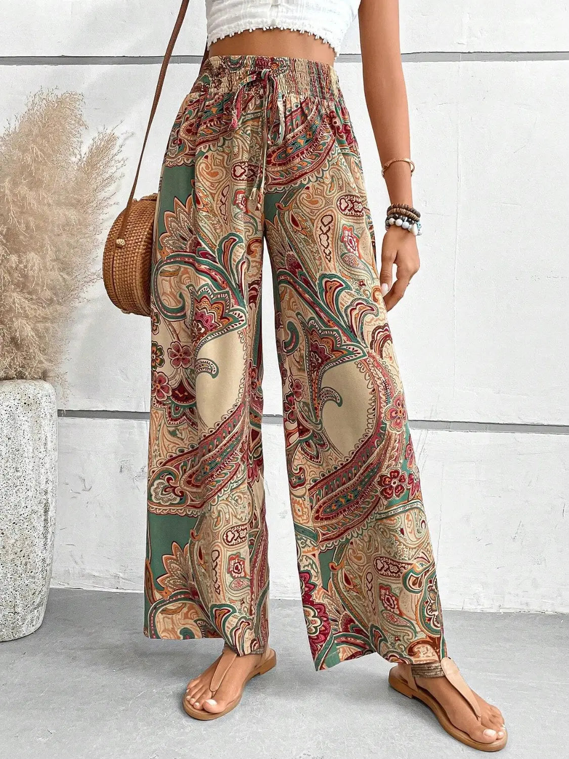 Printed Wide Leg Pants - Be Bliss Boutique