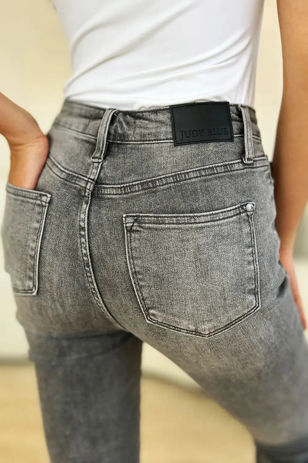 Judy Blue Jeans - Full Size Button Fly High Waist Cuffed Capris - Be Bliss Boutique