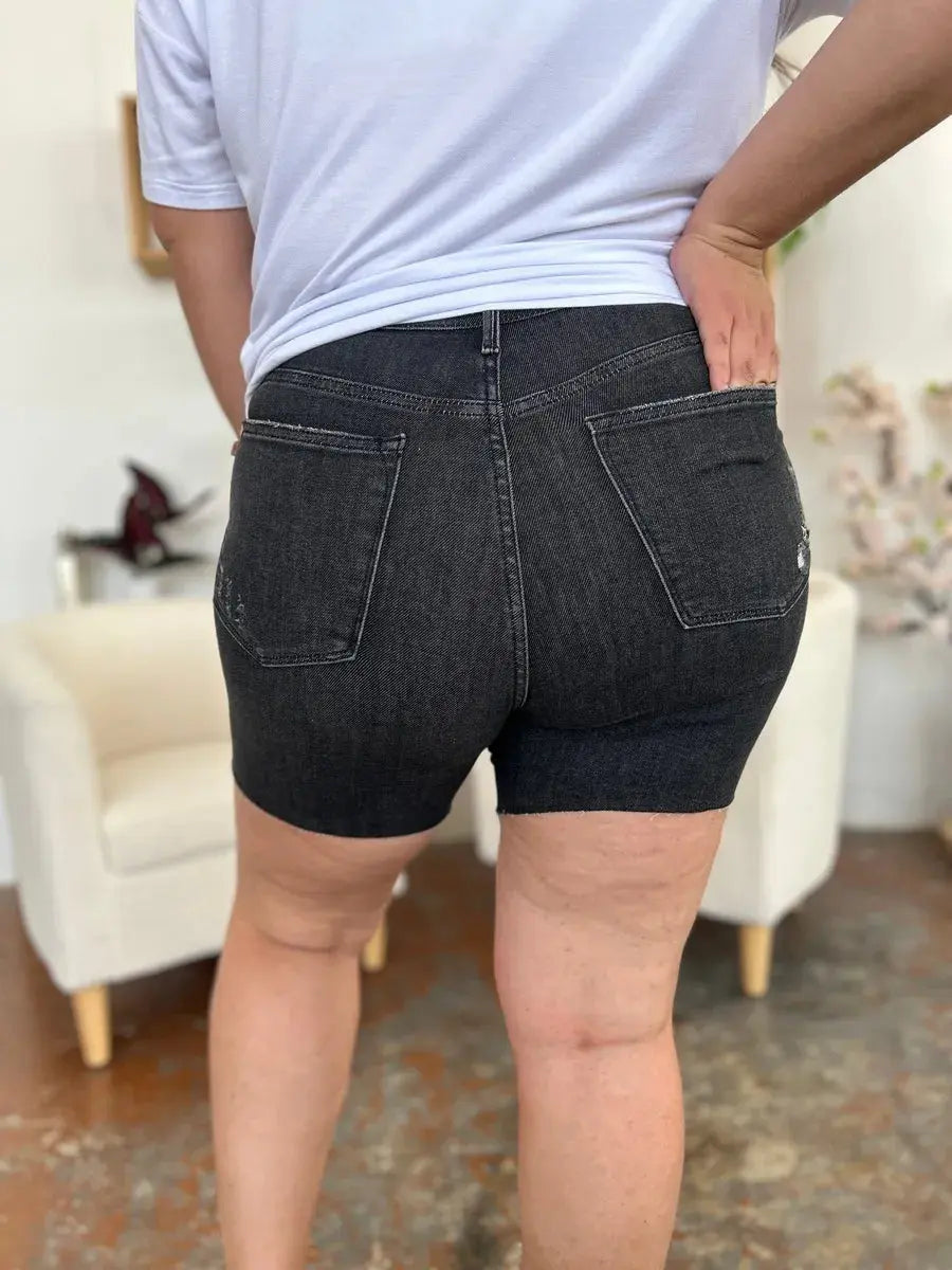 Judy Blue Jeans - Full Size High Waist Rigid Magic Denim Shorts - Be Bliss Boutique