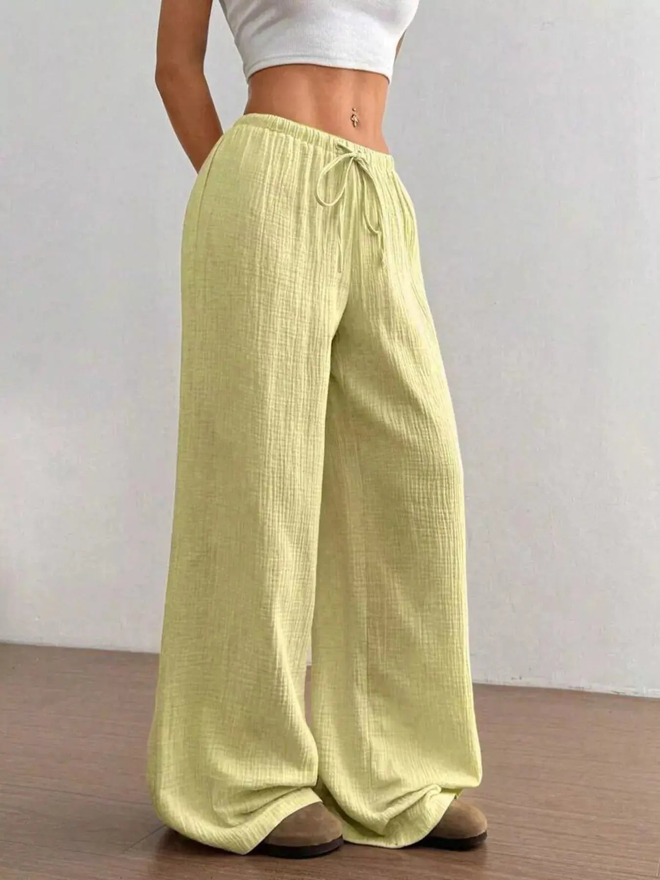 Plus Size Drawstring Wide Leg Pants - Be Bliss Boutique