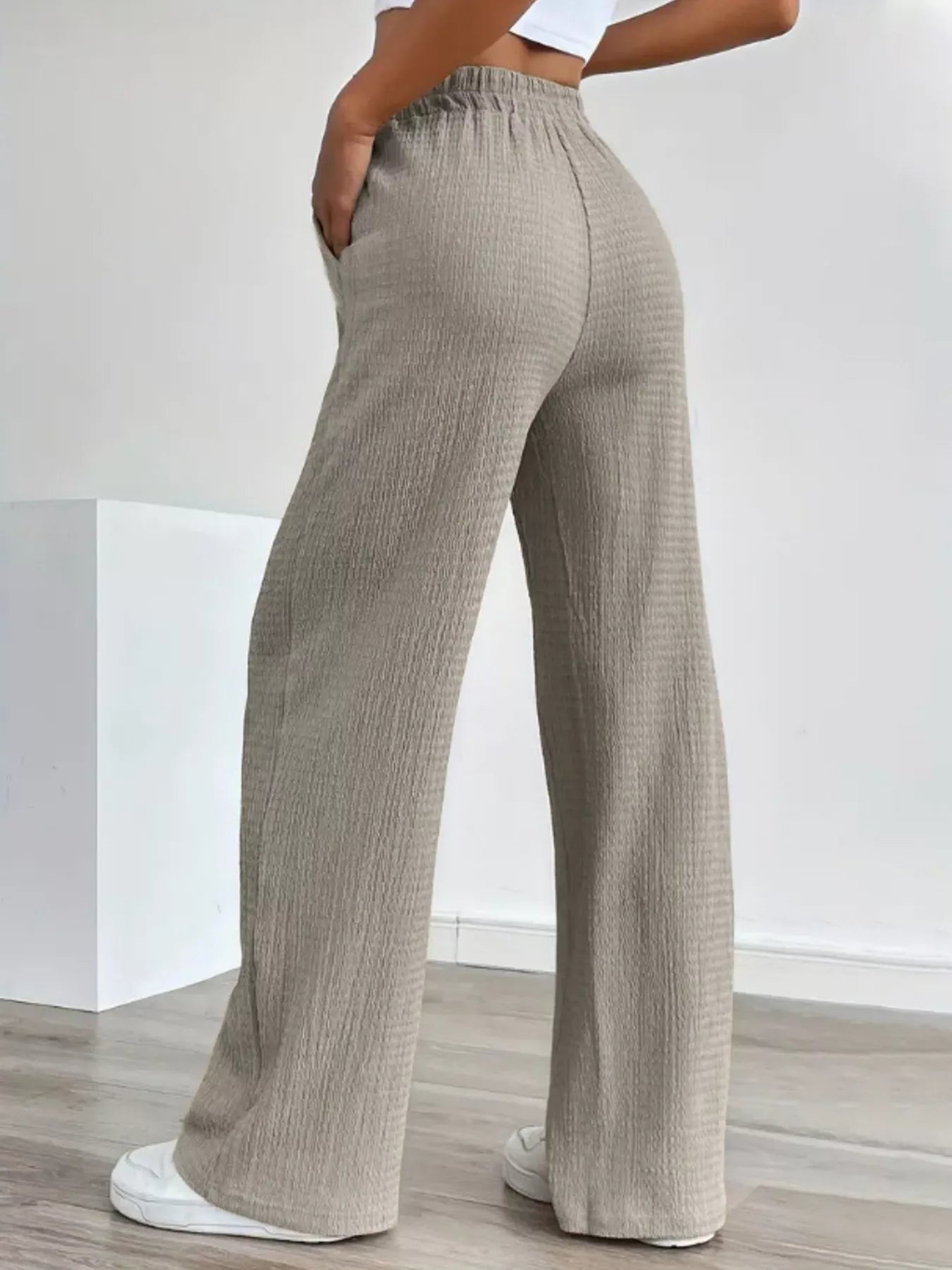 Texture Wide Leg Pants -  Be Bliss Boutique