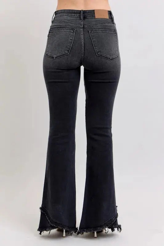 Judy Blue Full Size/Plus Size High Waist Flare w/ Mock Fray Tulip Hem - Be Bliss Boutique
