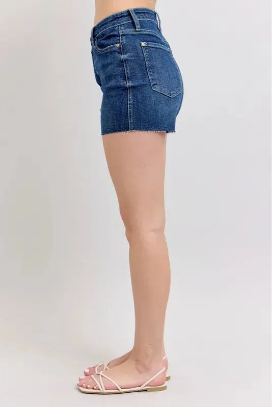 Judy Blue Jeans - Full Size High Waist Criss-Cross Waistband Denim Shorts - Be Bliss Boutique