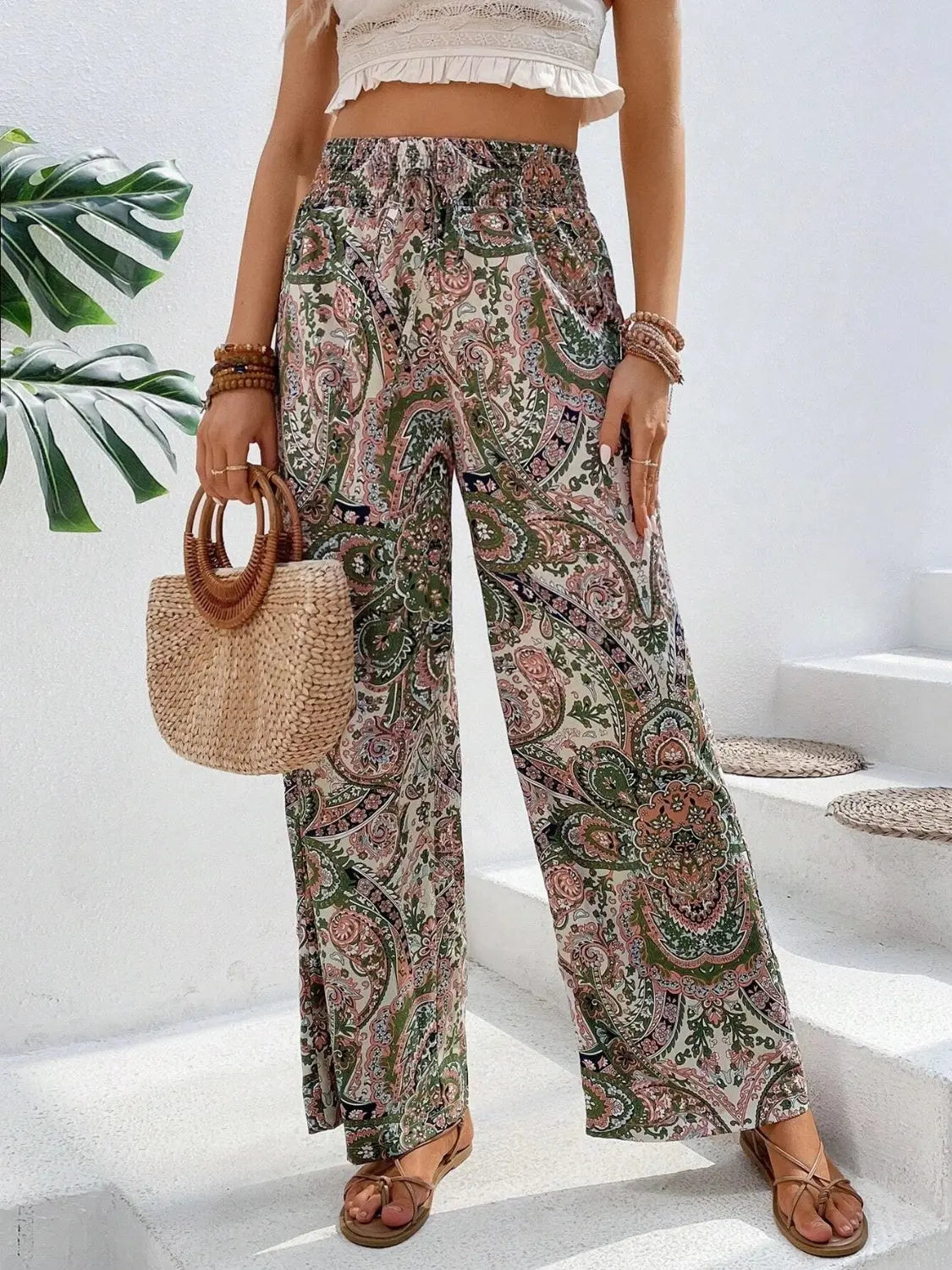 Printed Wide Leg Pants - Be Bliss Boutique