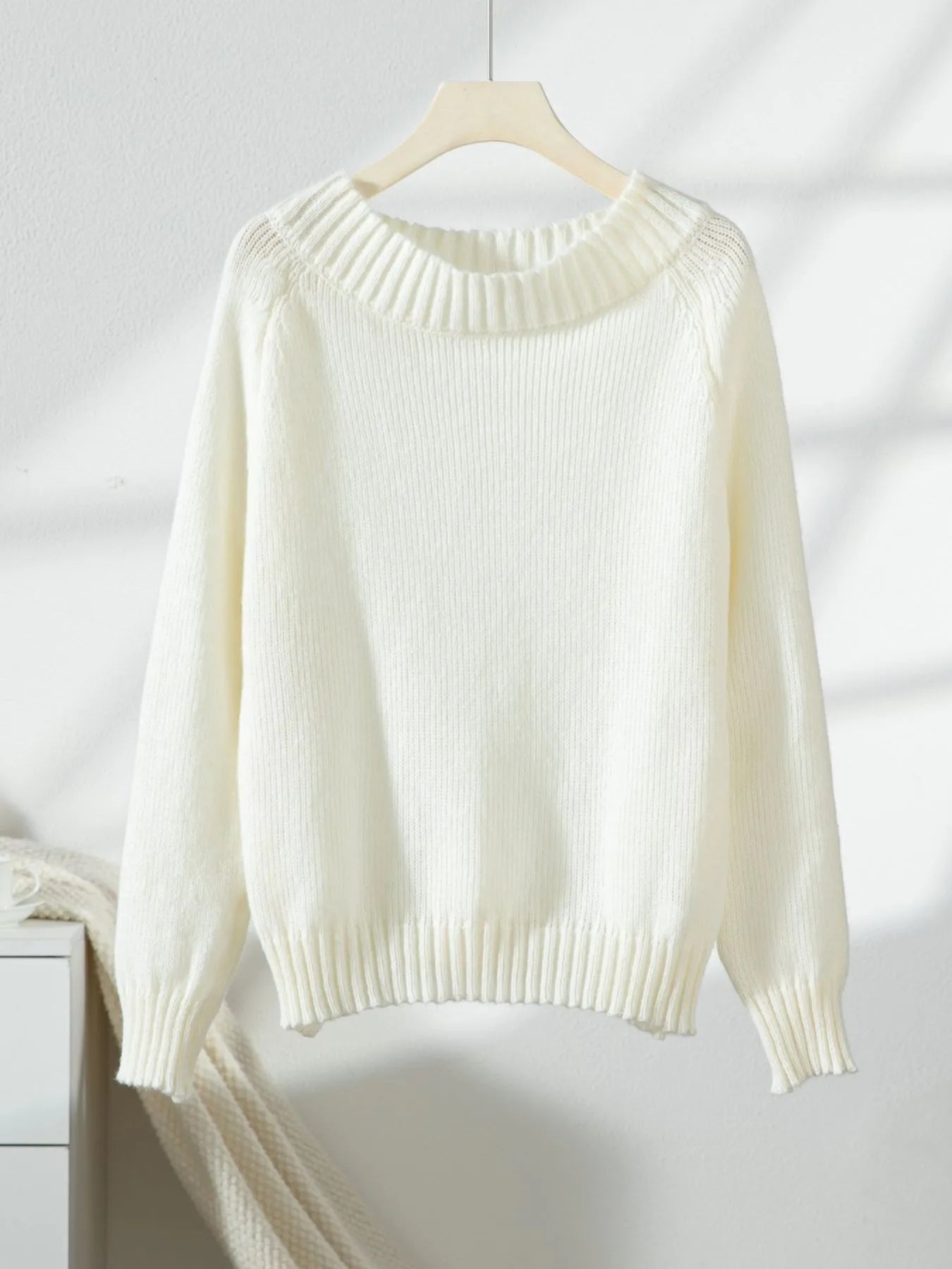 Ribbed Knit Boat Neck Sweater - Be Bliss Boutique
