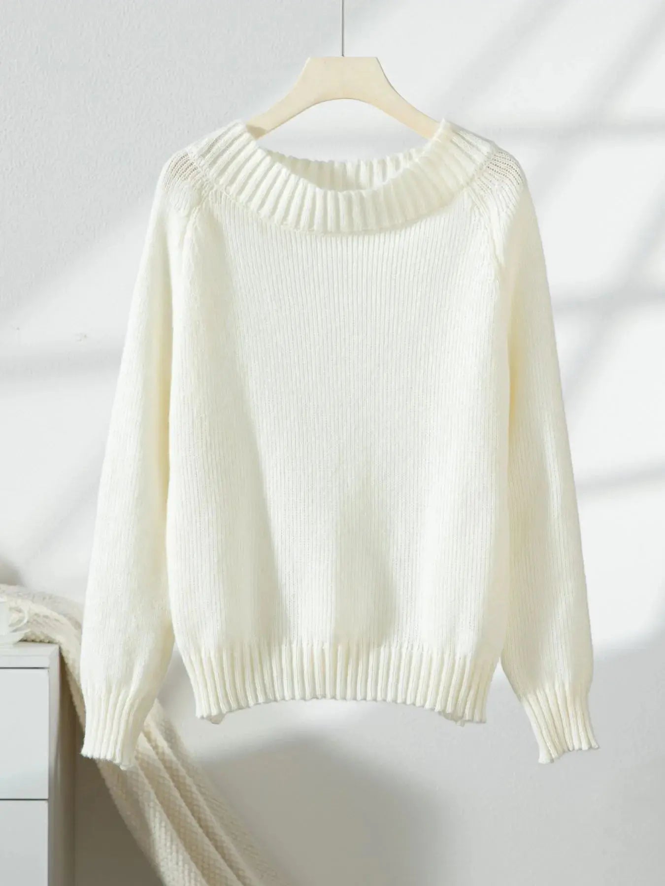 Ribbed Knit Boat Neck Sweater - Be Bliss Boutique