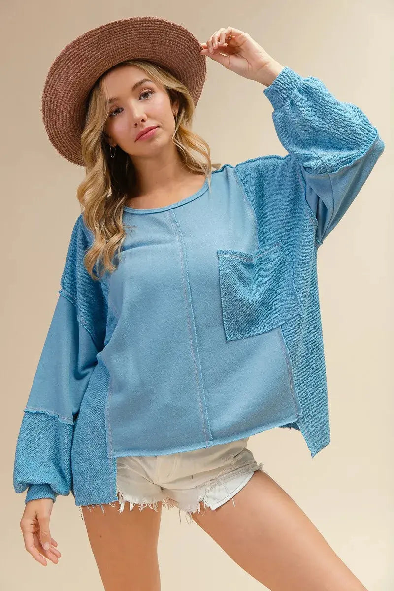BiBi Pocket Front Oversized Womens Sweatshirt - Be Bliss Boutique
