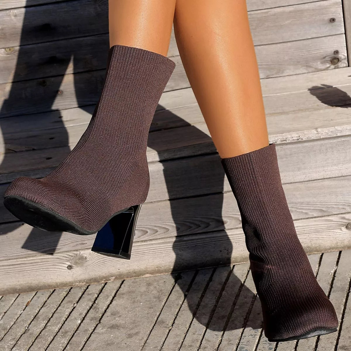 Round Toe Block Heels Boots - Be Bliss Boutique