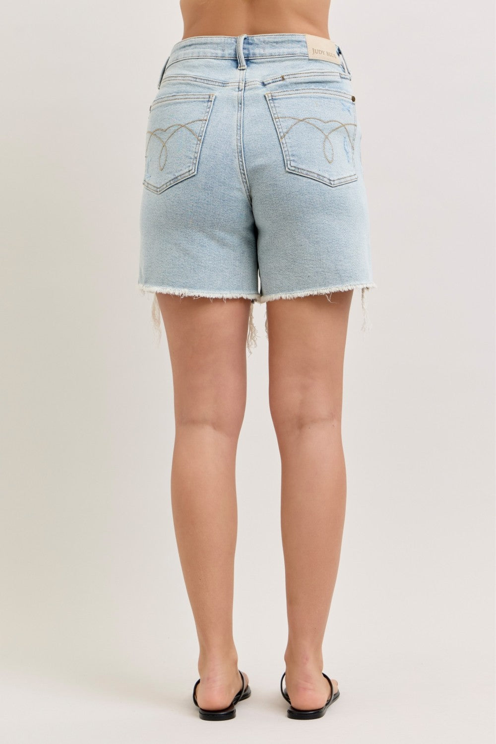 Judy Blue High Waisted Rigid Magic Dad Shorts with Cell Phone Back Pockets - Be Bliss Boutique