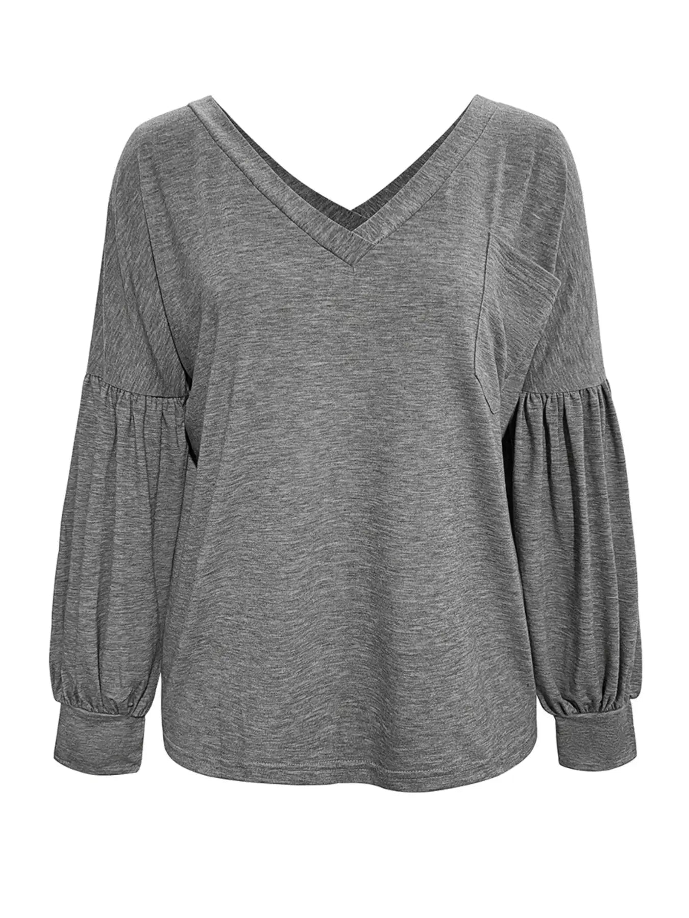 Oversized V Neck Long Sleeve Blouse - Be Bliss Boutique