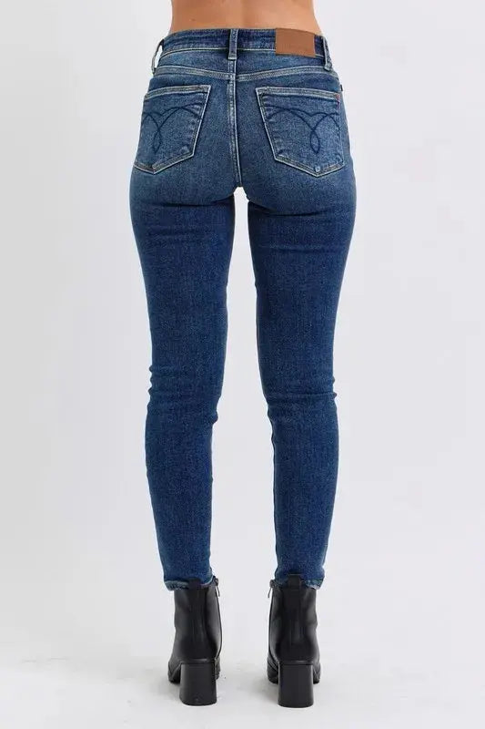 Full Size/Plus Size Mid-Rise Skinny Judy Blue Jeans with Thermal Lining - Be Bliss Boutique